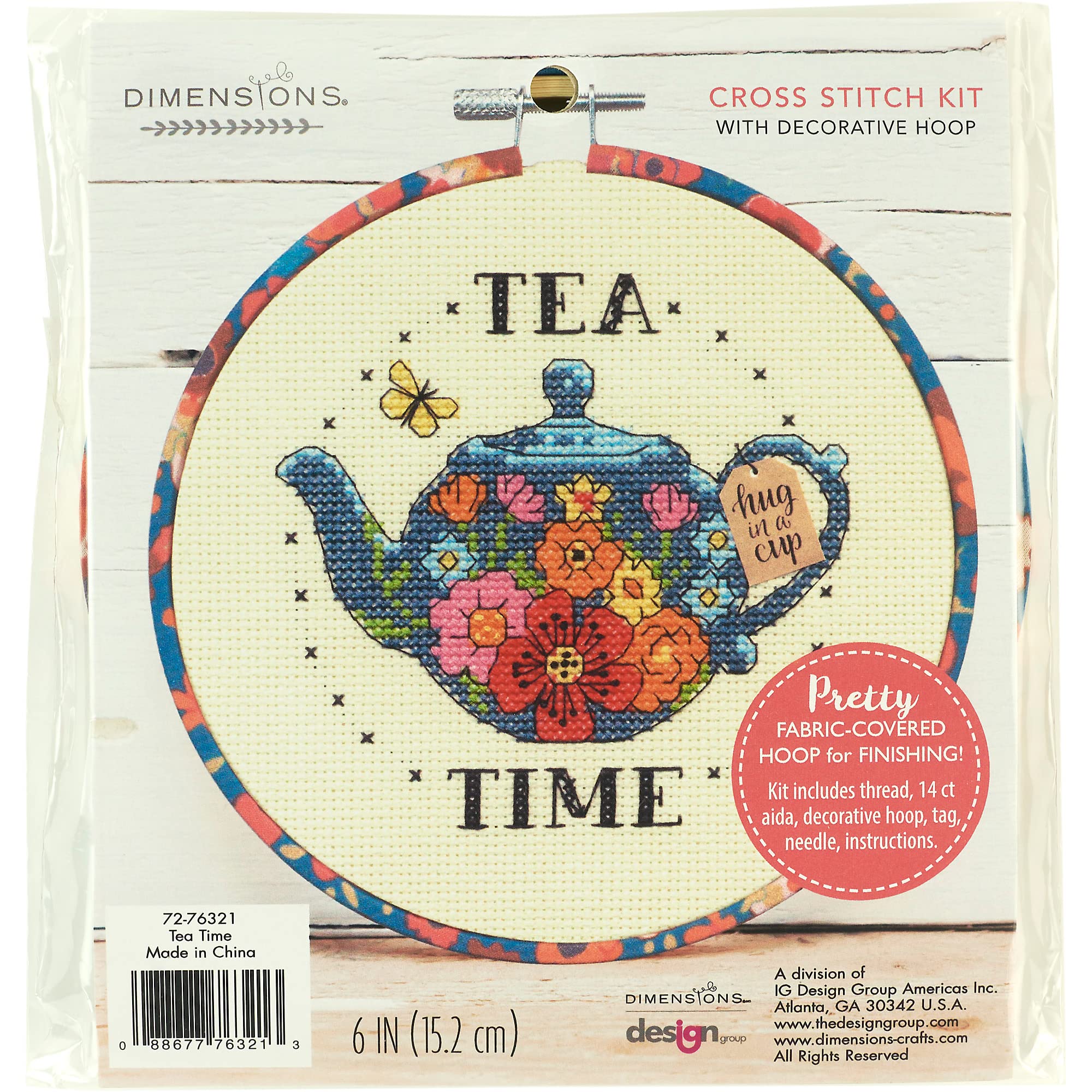 Dimensions Tea Time Counted Cross Stitch Kit, Multicolor 6 Piece