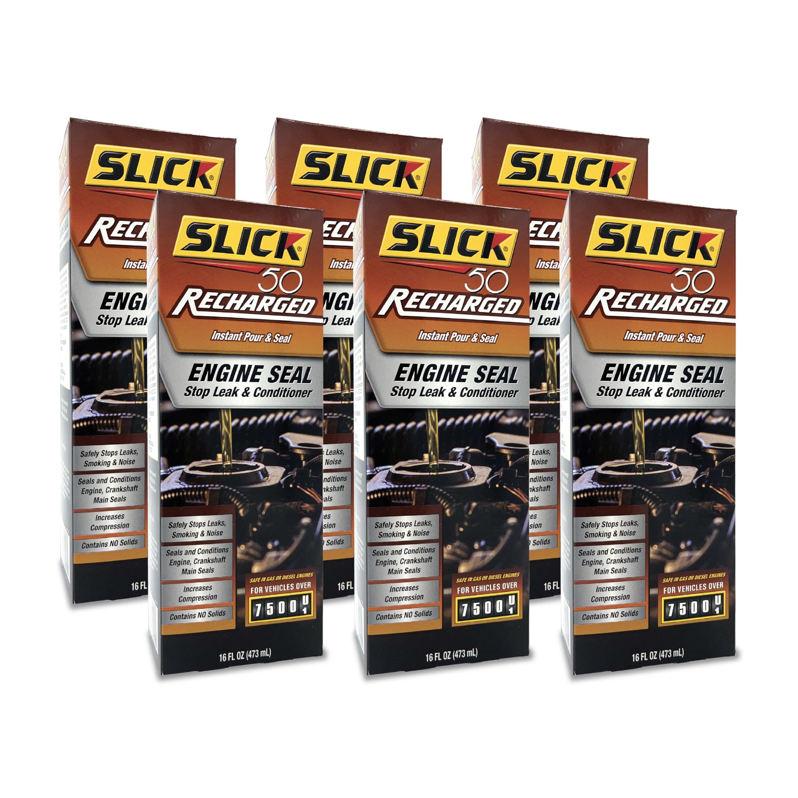 Slick 50Recharged Engine Seal Stop Leak & Conditioner | 16 oz., 6-Pack