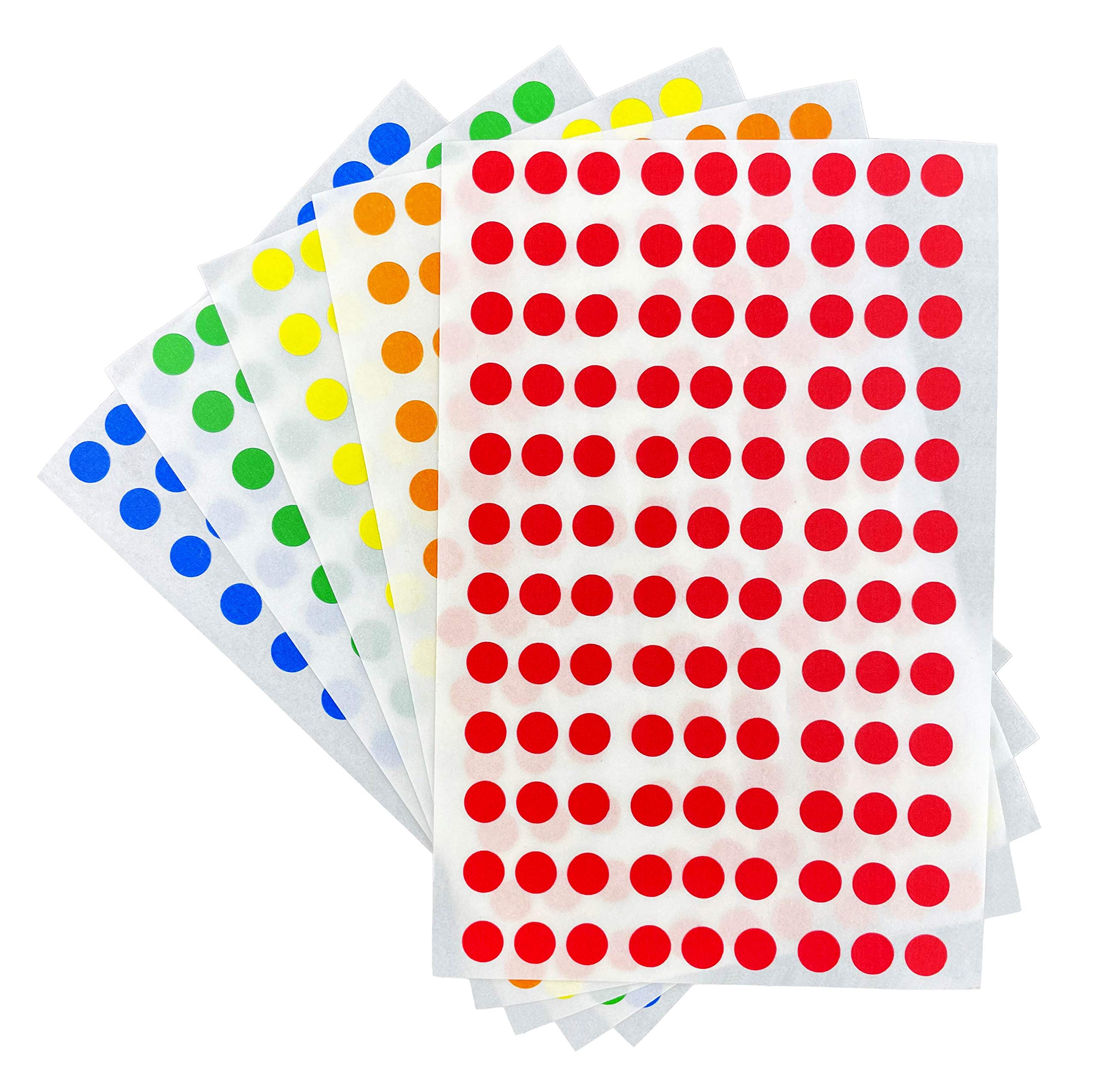 TheDotFactory. 1/4 Inch Round Dots. Color-Code Circle Stickers on Sheets. 1080 Dots per Package. USA Made! (5-Color Kit)