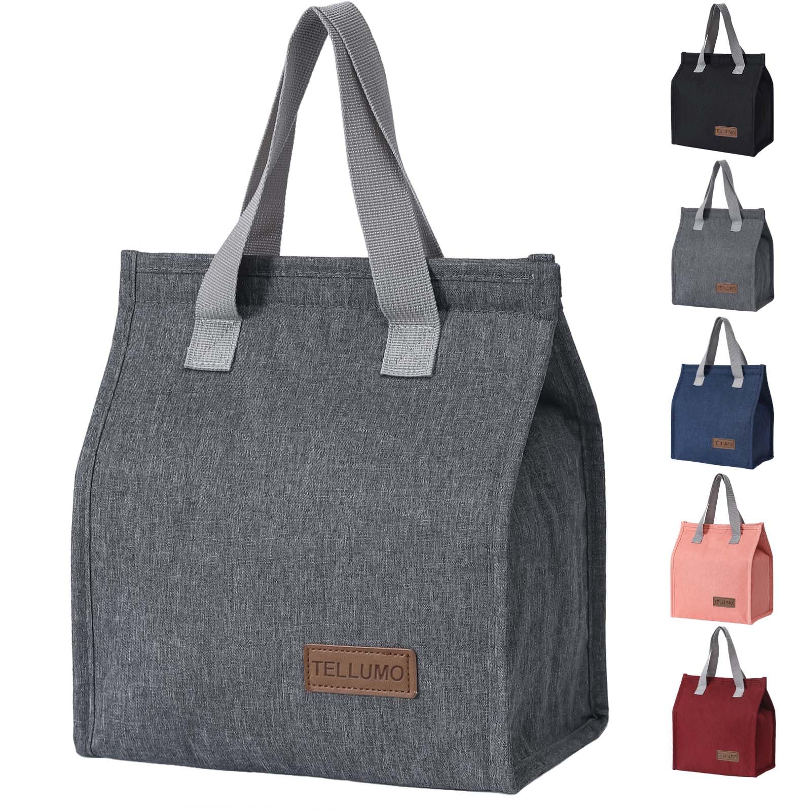 TELLUMO Lunch bag, Insulated Lunch Bag for Women Men Large Lunch Box Container Reusable Leakproof Tote for Office, Work, School, Beach or Travel (Grey)