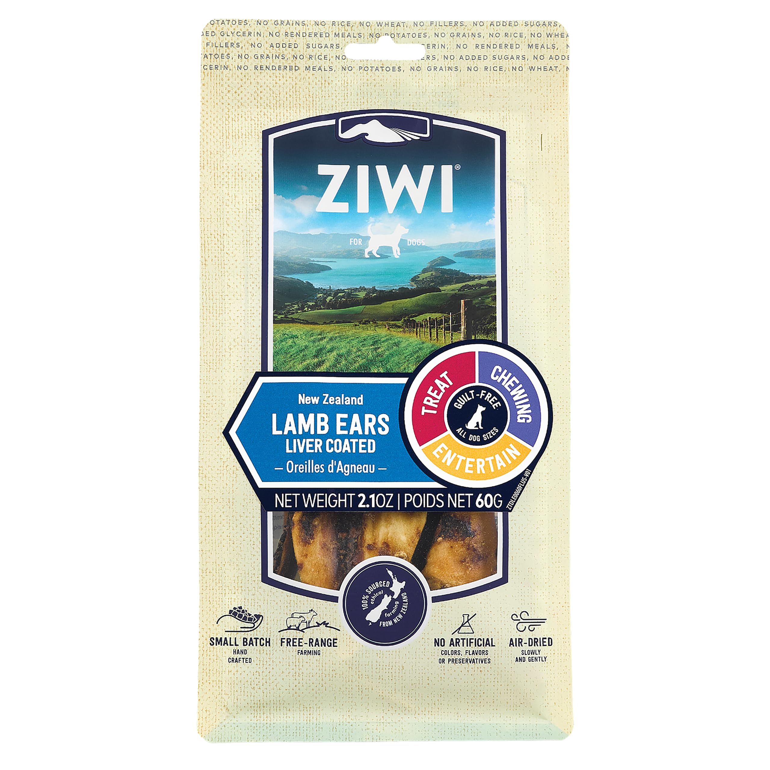 ZIWI New Zealand Lamb Ears Liver Coated Dog Treats