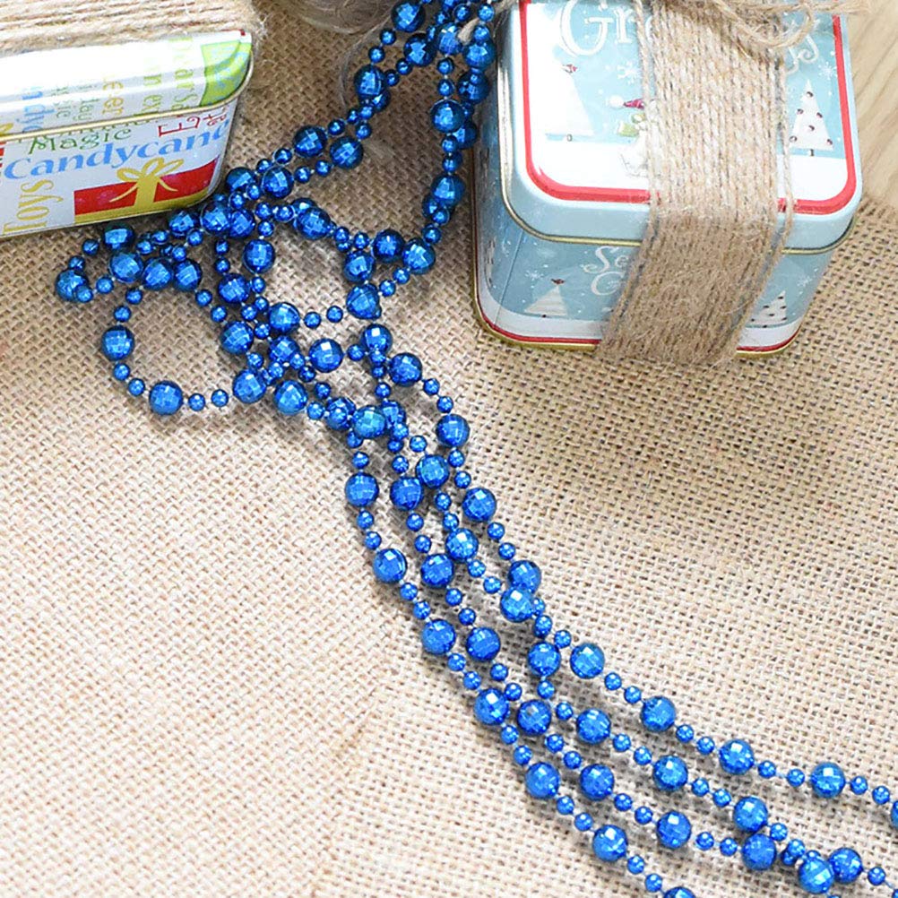 Round Crystal Plastic Pearls Beads String Garland for Christmas, Valentine,New Year, Birthday, Exhibition,Wedding, Baby Shower,Holiday Party DIY Craft Home Decoration, 16 ft (Blue)