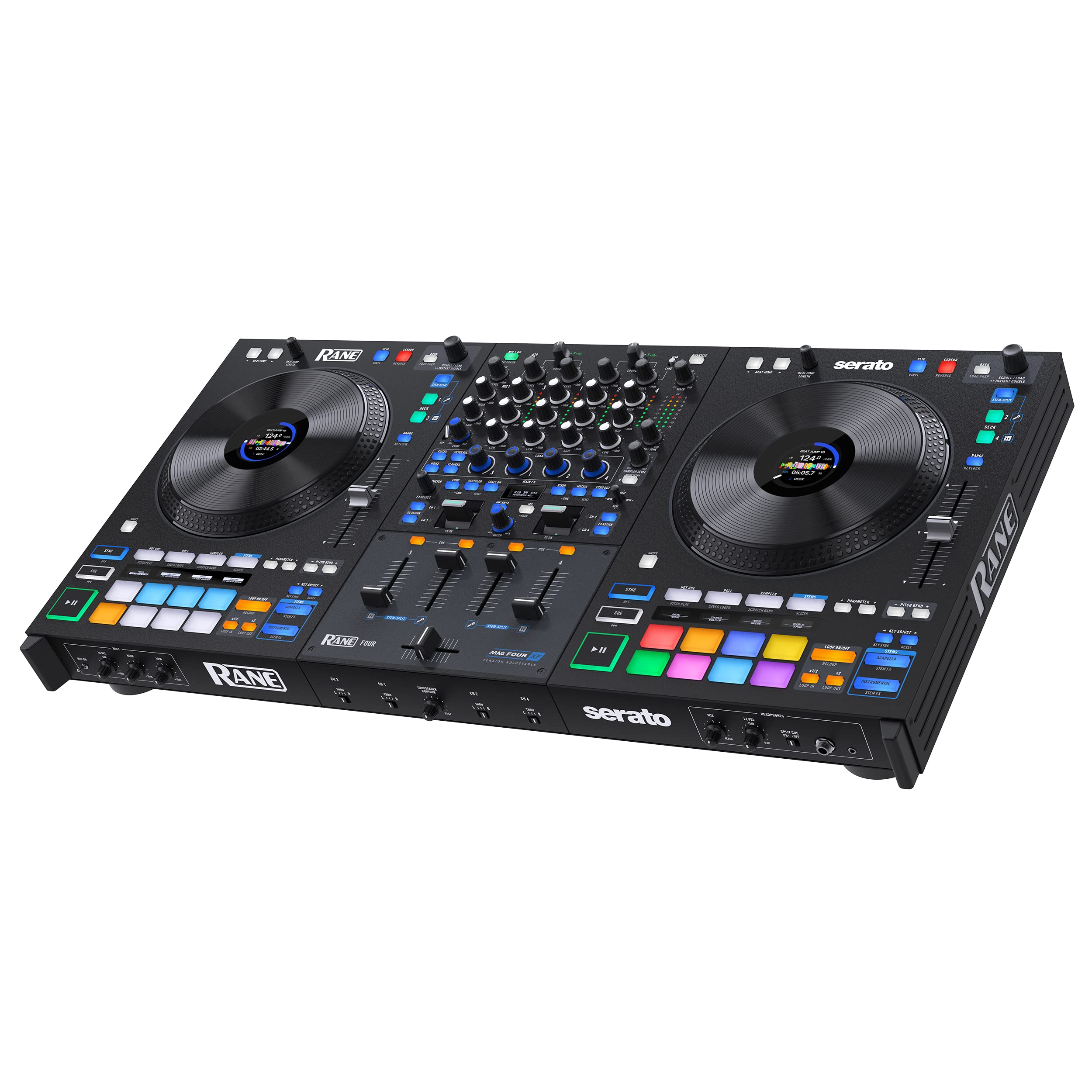 RaneFOUR Advanced 4 Channel Stems DJ Controller - 8.5" Jog Wheels with displays, DJ Mixer with Internal FX, Serato DJ Pro & Pitch ‘n Time DJ Included