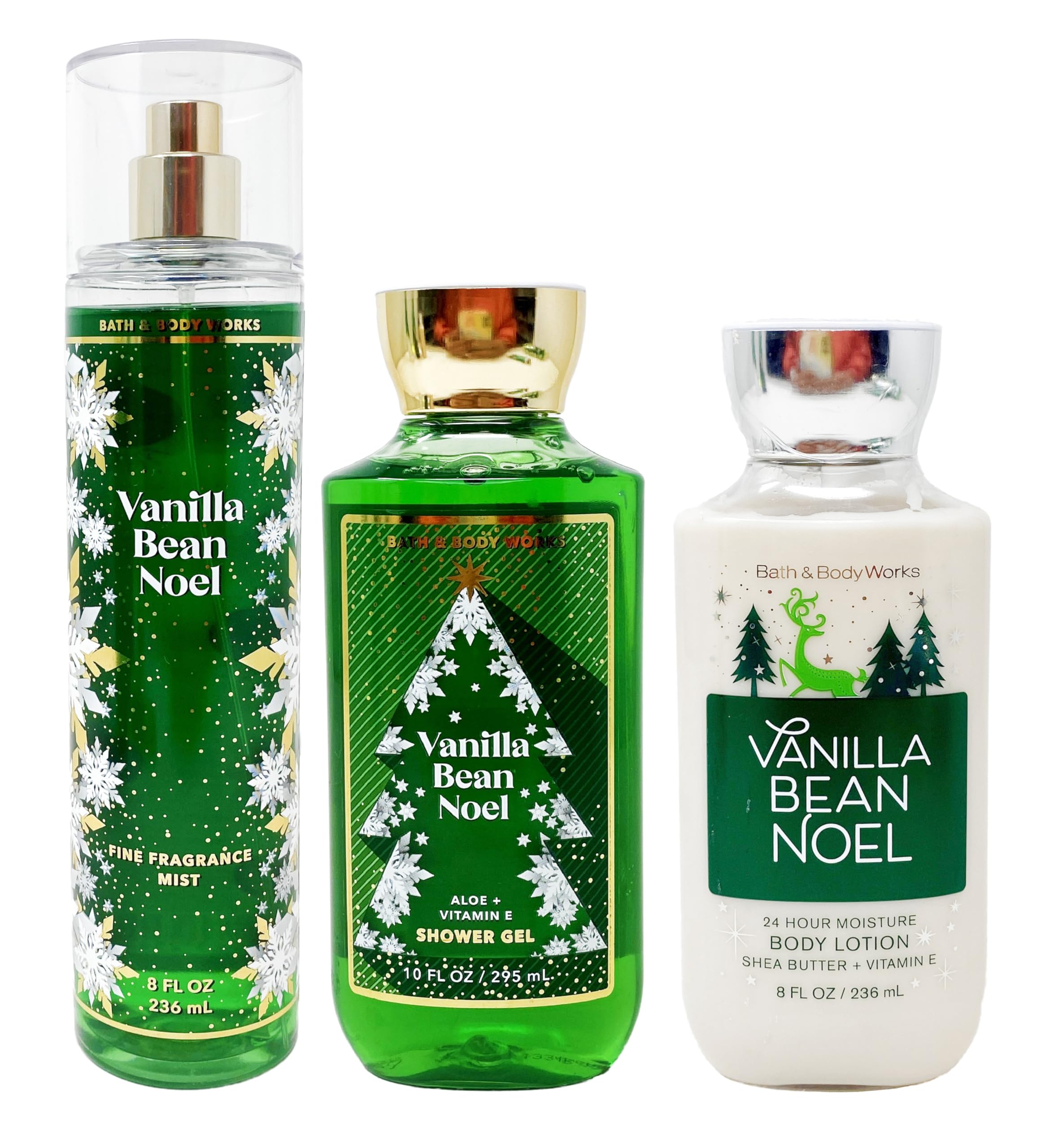 Bath and Body Works - Vanilla Bean Noel - Winter 2019 - Daily Trio - Shower Gel, Fine Fragrance Mist & Super Smooth Body Lotion