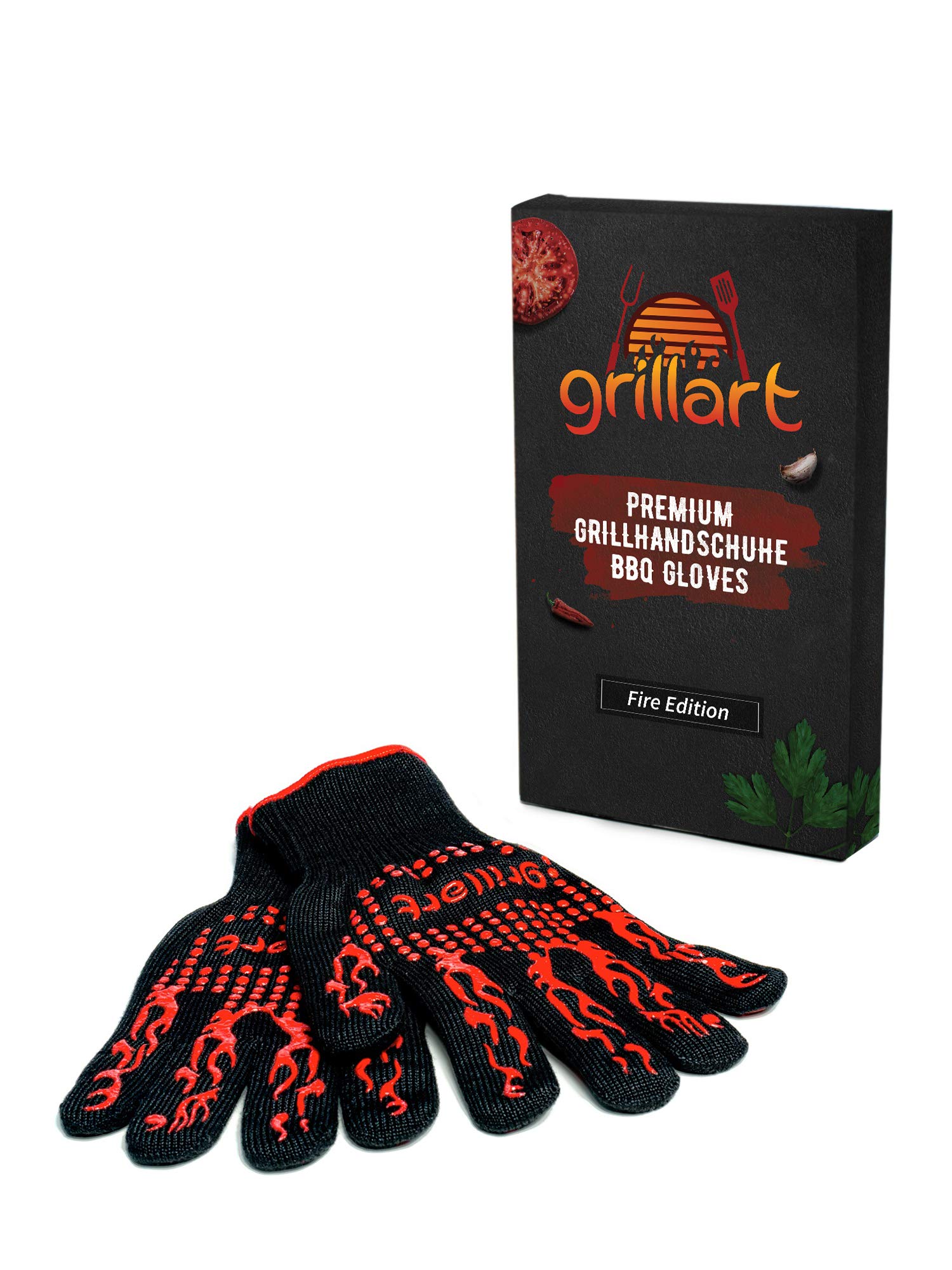 grillart® oven gloves (set of 2) - heat-resistant up to 500°C made of aramid - premium barbecue gloves with EN407 certificate for extreme heat protection