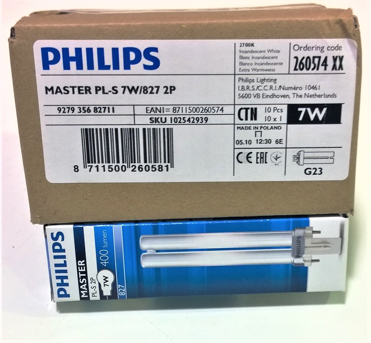 Philips Master PL-S 7 W/827 Warm Light 2 Pin Pack 10 pieces