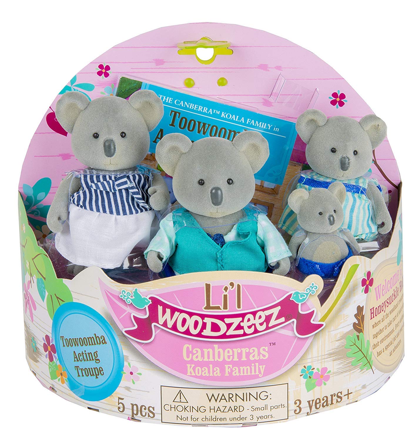 Li'l WoodzeezCanberra Koala Family – 5pc Toy Set with Miniature Animal Figurines and Storybook – Animal Toys and Accessories for Kids Age 3+