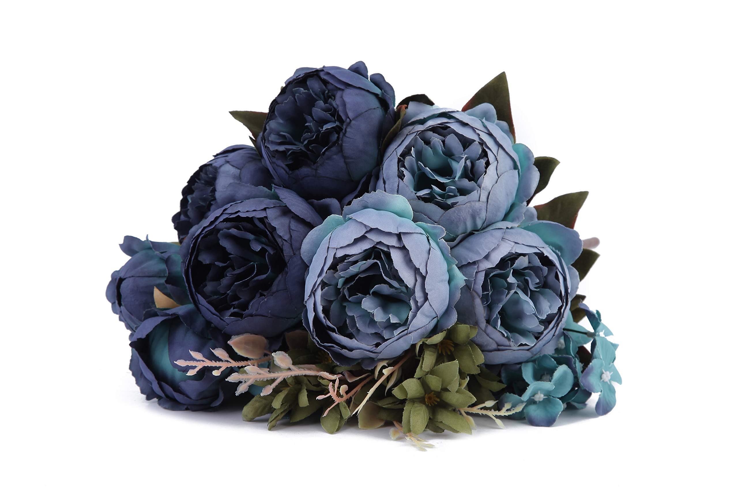 Blooming ParadiseArtificial Fake Flowers Plants Silk Peony Flower Arrangements Wedding Bouquets Decorations Plastic Floral Table Centerpieces Home Kitchen Party Décor Festival Bar DIY(Acid Blue)