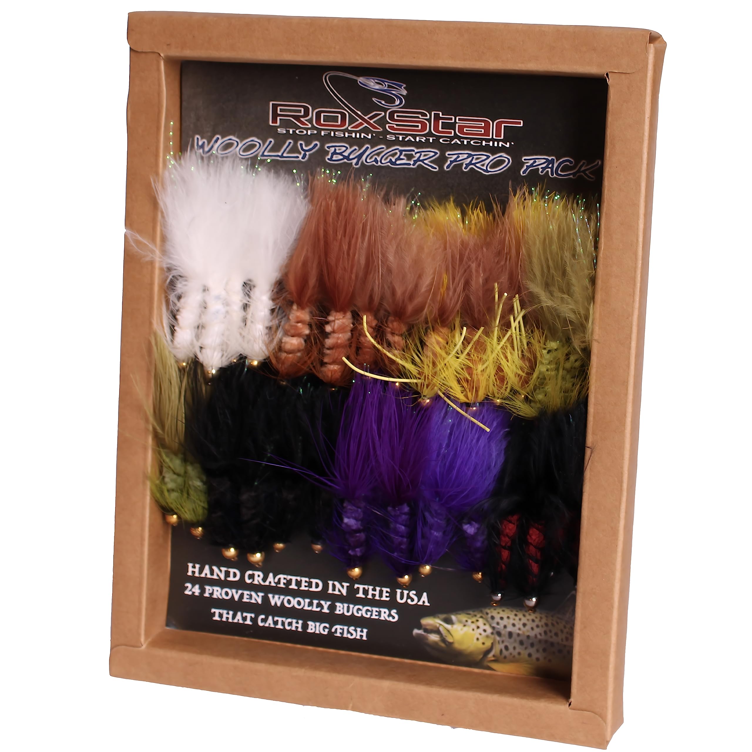 RoxStar Fly Shop | 24pk Wooly Bugger Flies Assortment | Hand Tied with Platinum Select Marabou | We Have Mastered The Woolly Bugger - The Results are Unmatched! Tied in House - Never Outsourced!