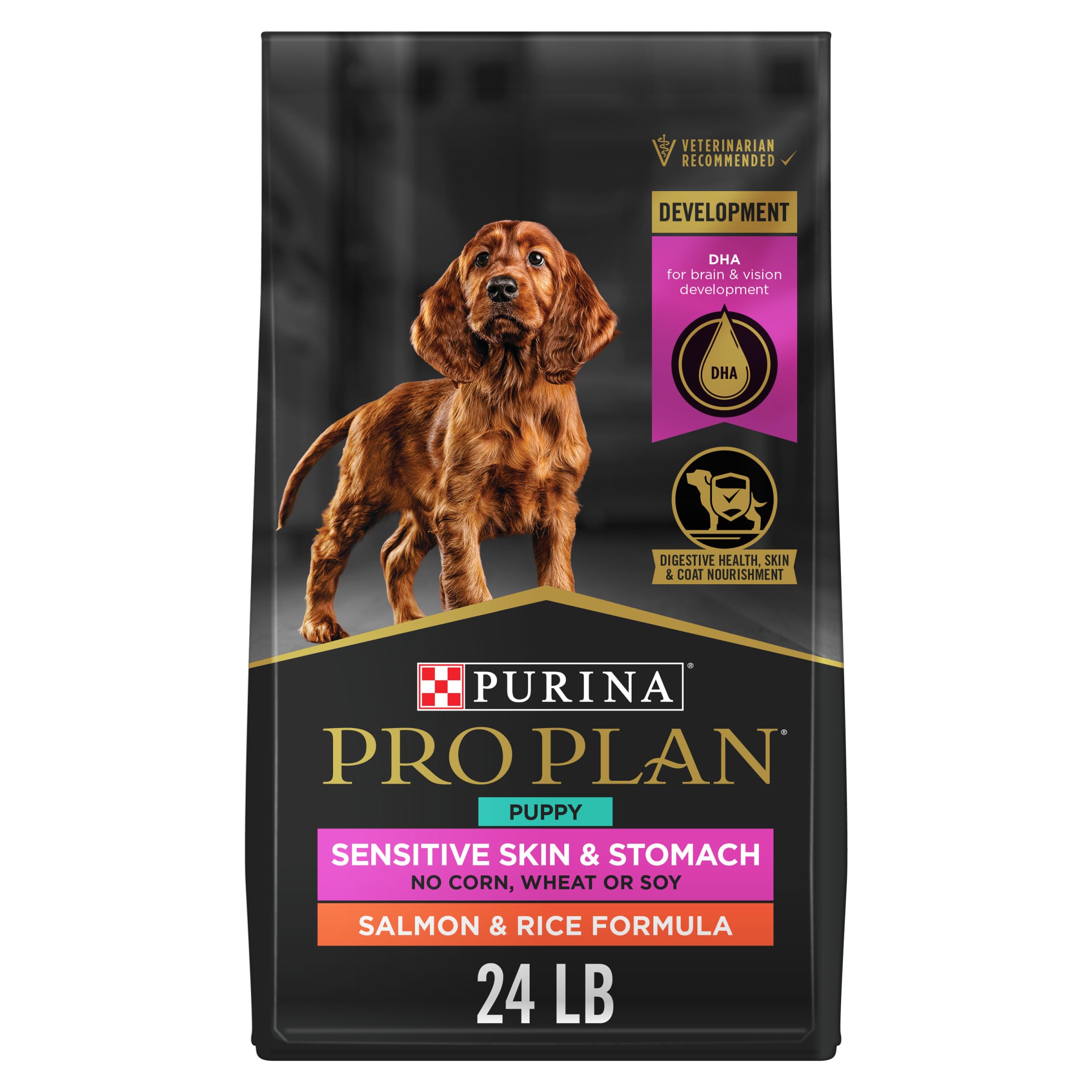 Purina Pro Plan Sensitive Skin and Stomach Dog Food Puppy Salmon and Rice Formula - 24 lb. Bag