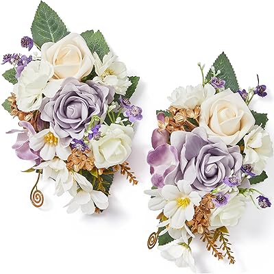 Serwalin Purple Floral Shoulder Corsages,Mother of The Bride Corsage Set of 2, for Wedding Ceremony Anniversary, Formal Dinner Party