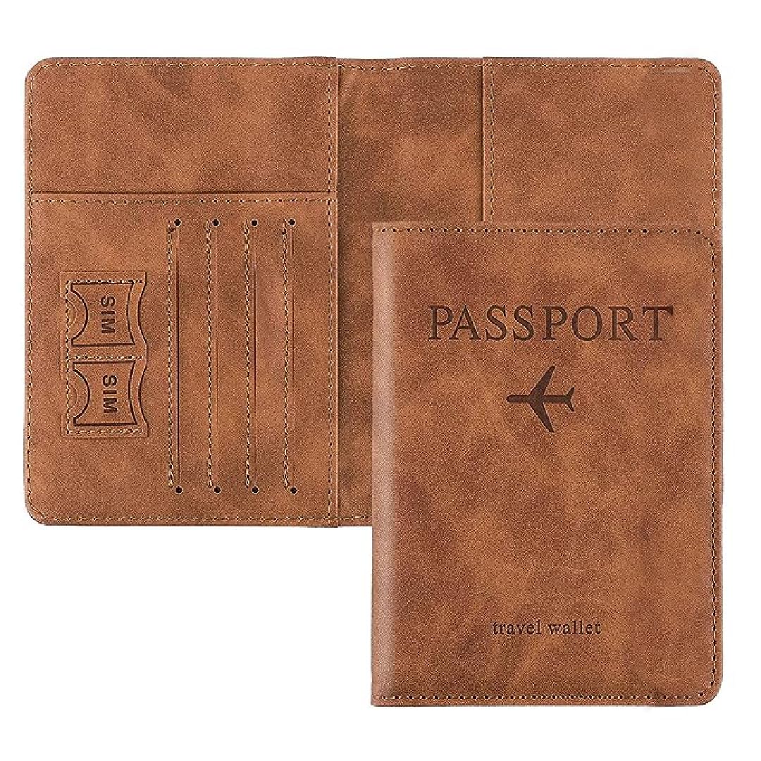 VAIDUE Passport and Card Holder for Man and Women | PU Leather Passport Cover | Multifunction Travel Document Holder | Passport Wallet RFID Blocking Portable Travel Cover Case