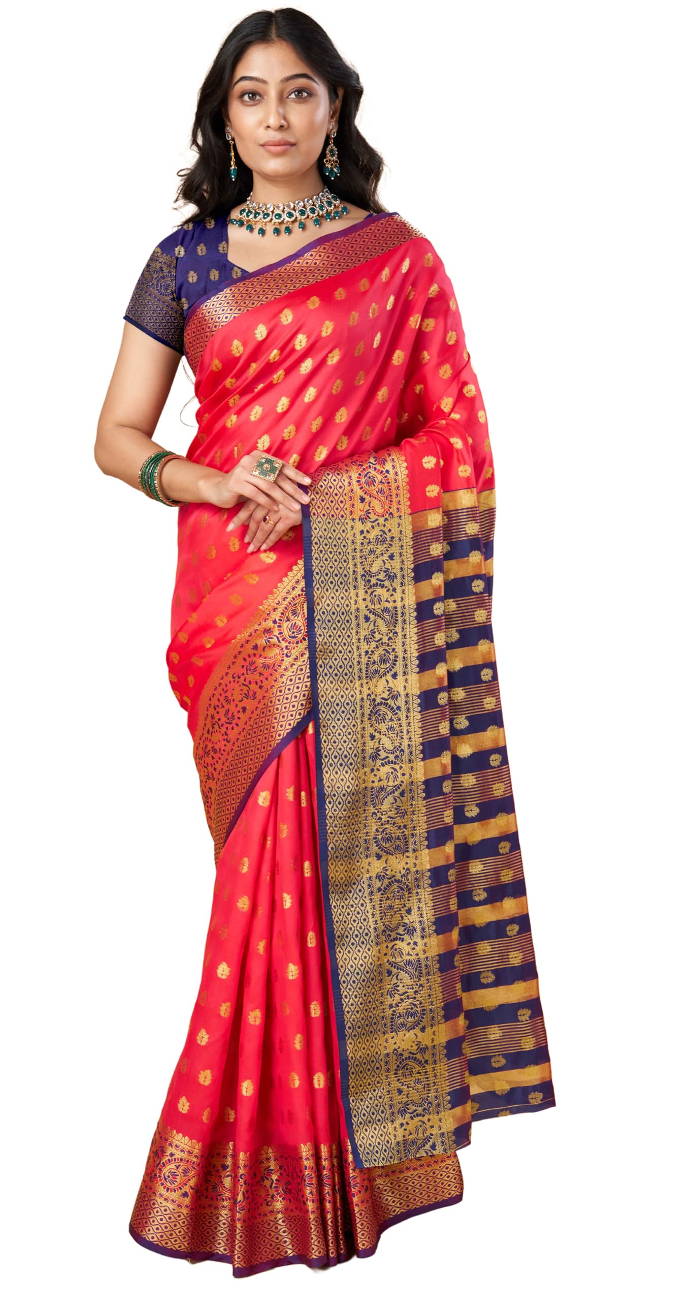 Sugathari Women's Banarasi Saree Pure Kanjivaram Silk Saree Soft new ladies 2023 Design Wear Pattu Sarees Latest Party Sari collections With Blouse Piece for Wedding sadi (SAM PARI S-6)