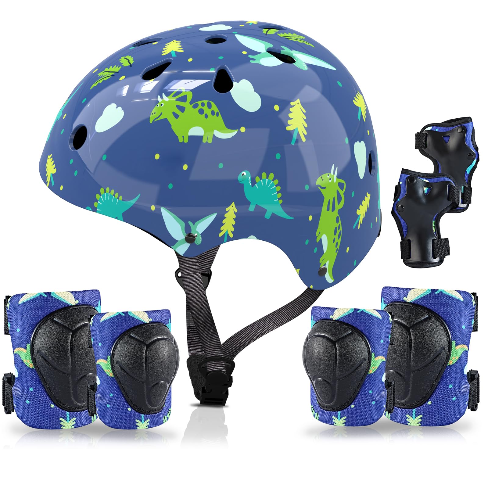 Kids Helmet with Knee Pads Elbow Pads and Wrist Guards,Child Protective Gear for Boys Girls Age 3-5-8 Years fit Roller Skates, Skateboarding, Scooter Bicycle Skate Scooter Skateboard