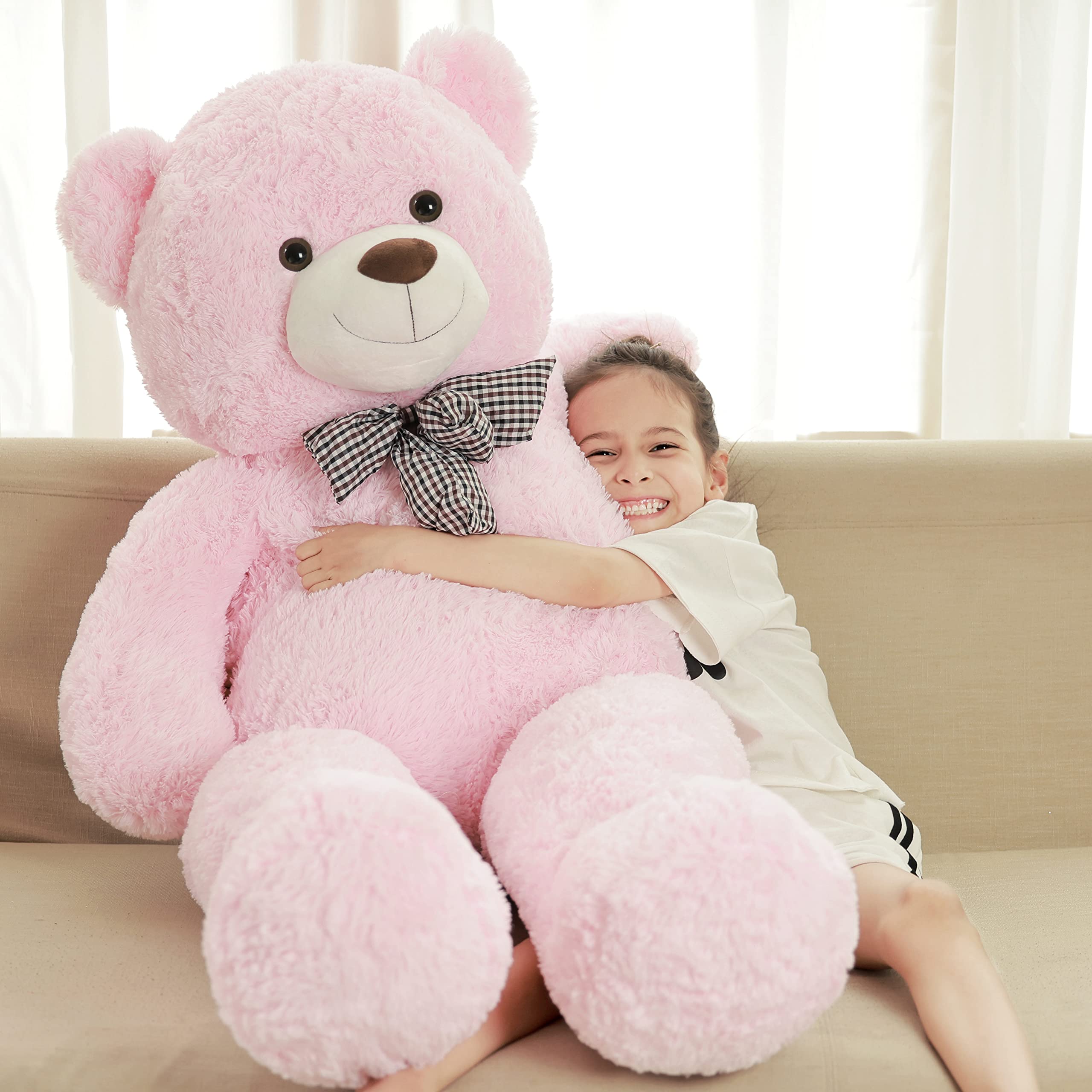 Poutmac Big Teddy Bear 55" Giant Pink Soft Stuffed Animals Cute Plush Toy for Girlfriend Women Kids for Valentine's Christmas Birthday