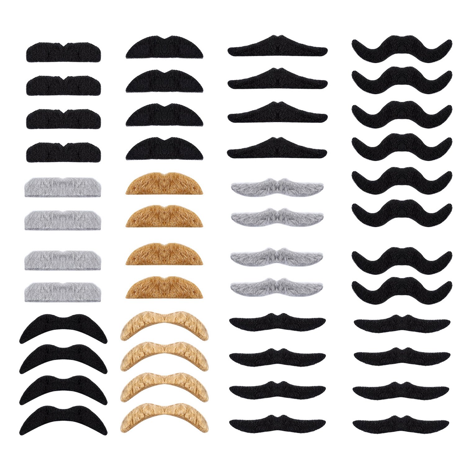 Whaline48 Pack Novelty Fake Moustache Self Adhesive Moustaches Set for Masquerade Party Favor, Costume and Performance