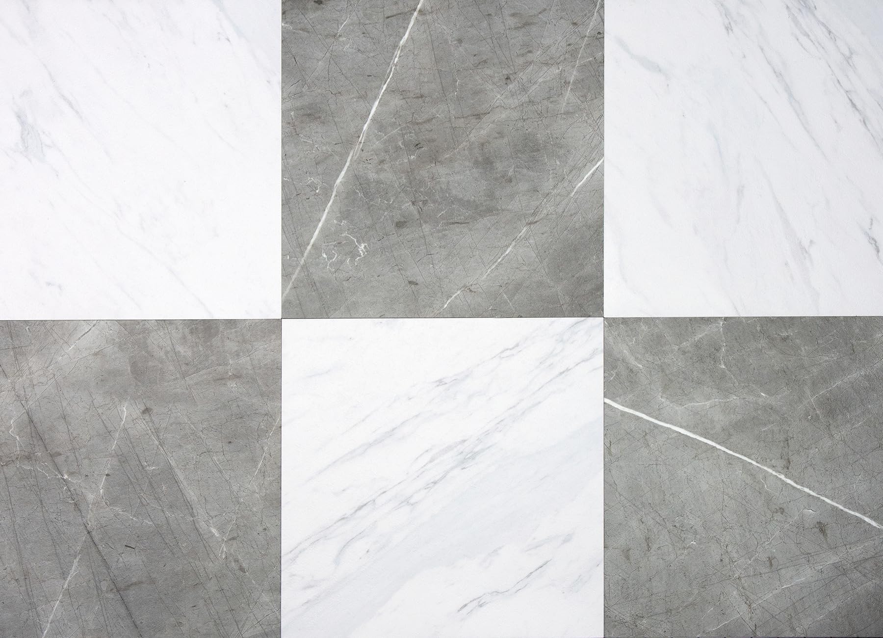 FloorPops x Chris Loves Julia 12-in by 12-in Bonneville Grey & White Marble Peel & Stick Floor Tiles, FP4421