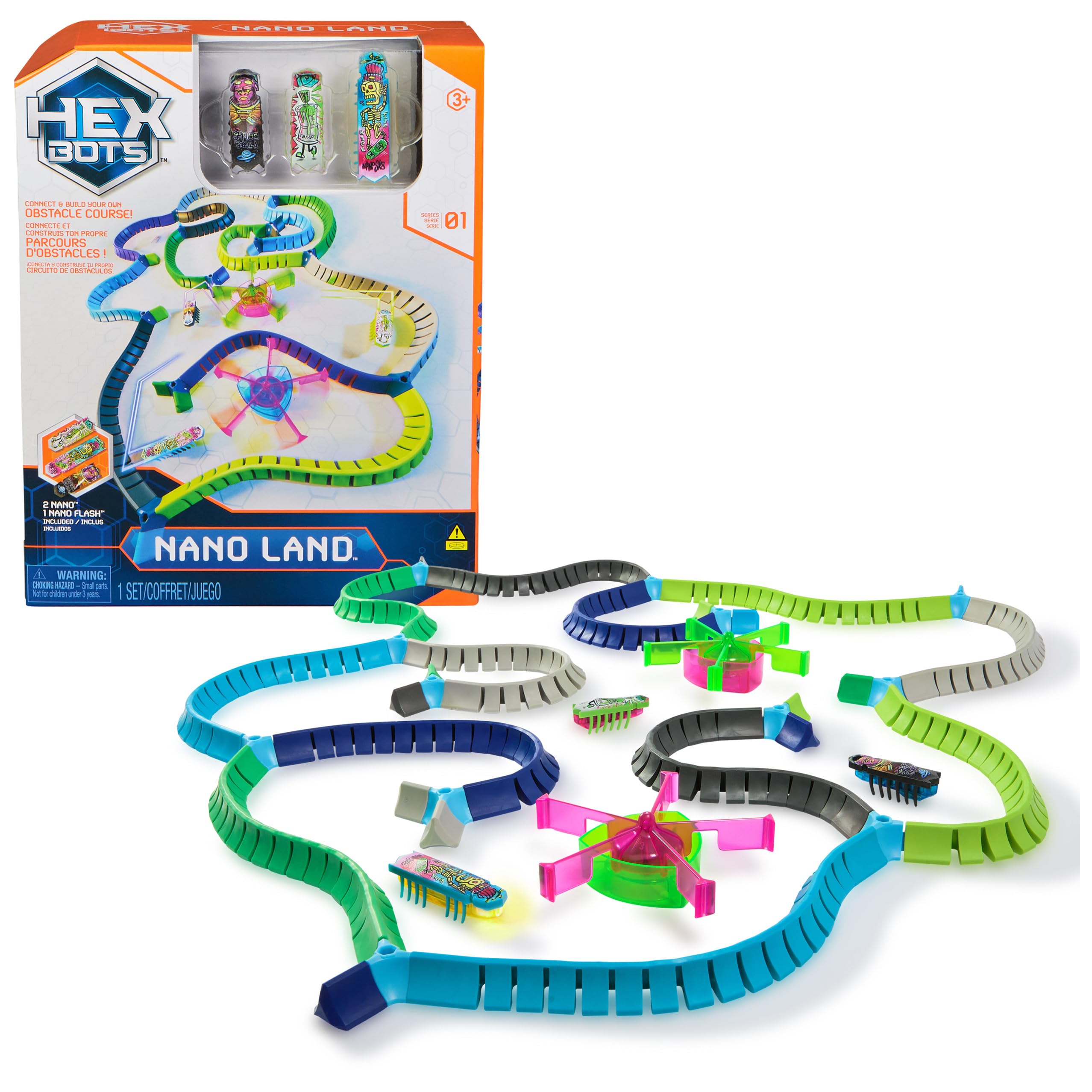 Nano Land, Sensory Toys for Kids & Cats with Over 40 Pieces & 3 Nano Bots, Toy Playsets & Mini Robot Toy for Kids Ages 3 & Up, Batteries Included