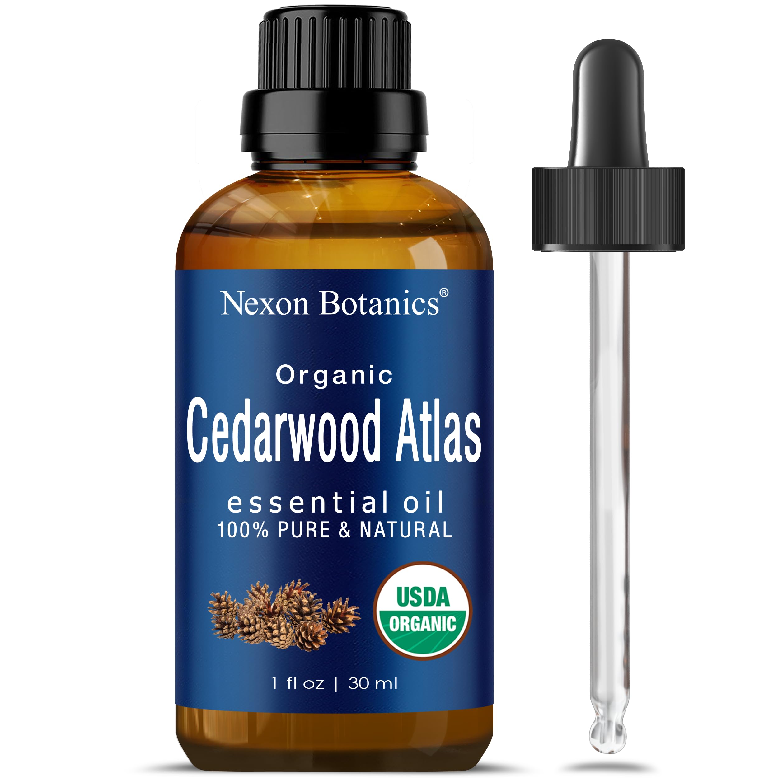 Organic Cedarwood Essential Oil 30 ml - Pure, Natural Therapeutic Grade - For Aromatherapy, Seasonal Sinus Congestion, Cold, and Cough - Soothes Muscle Pain - Perfect for DIY Skin and Hair Care Recipe