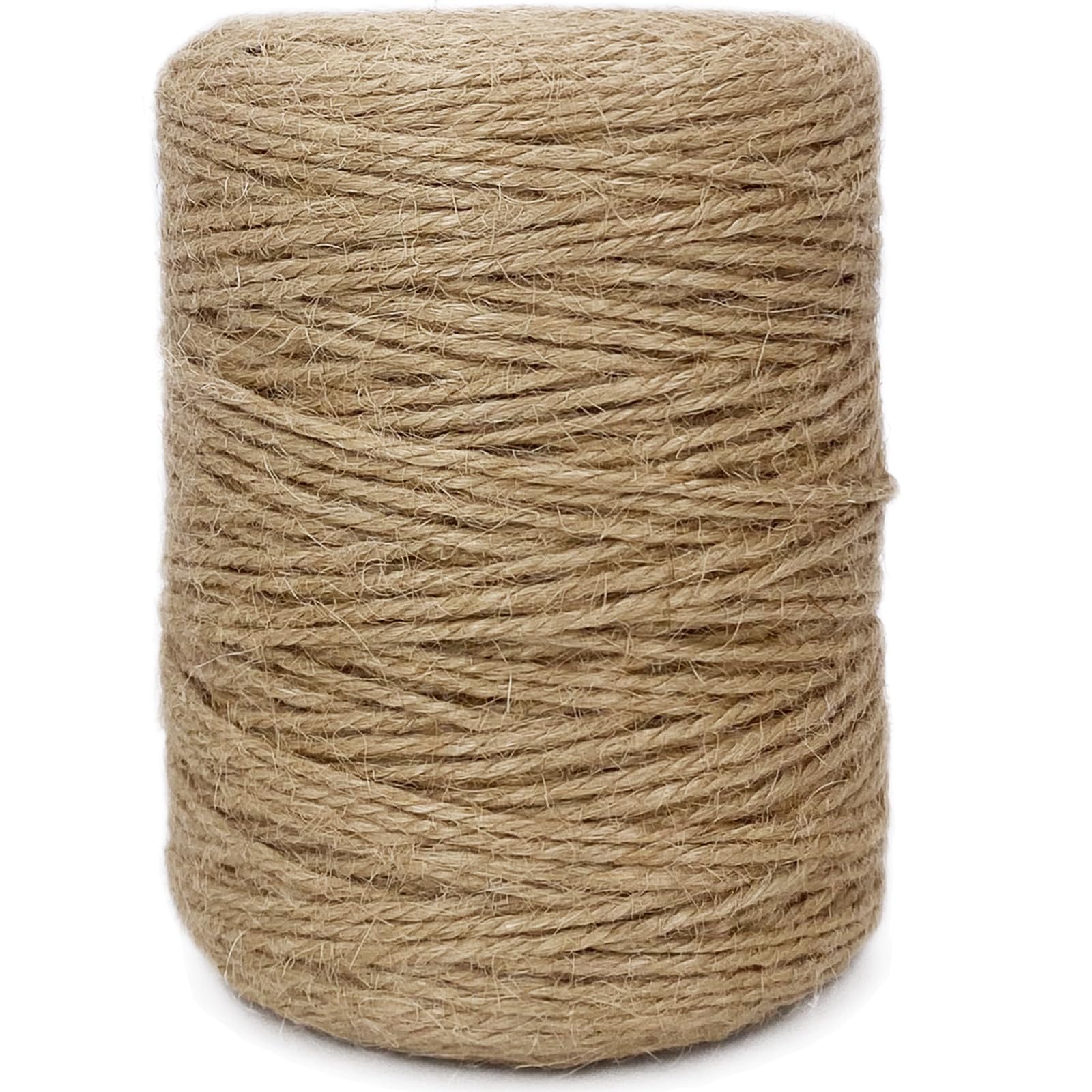 Leecogo 2mm Natural Jute Twine 300 Feet 3Ply Twisted Heavy Duty Twine String Brown Ribbon for Arts Crafts Mason Jars Gifts Present Wedding Decorations Outdoor Gardening Packing Materials