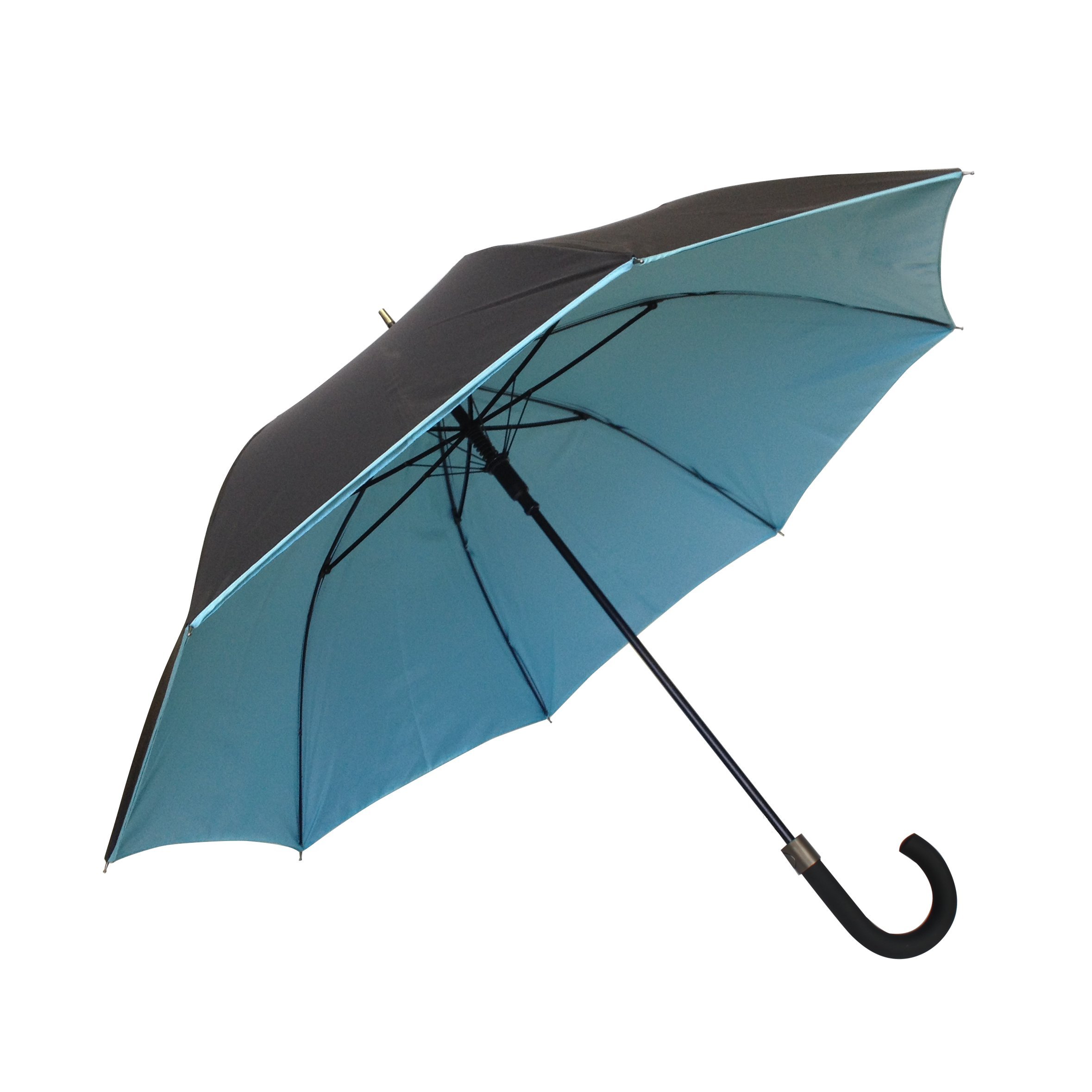 SMATI Stick Umbrella - Double Layers - French Design - Fashion - Sturdy - 8 fibreglass ribs Windproof - color (Turquoise-black)