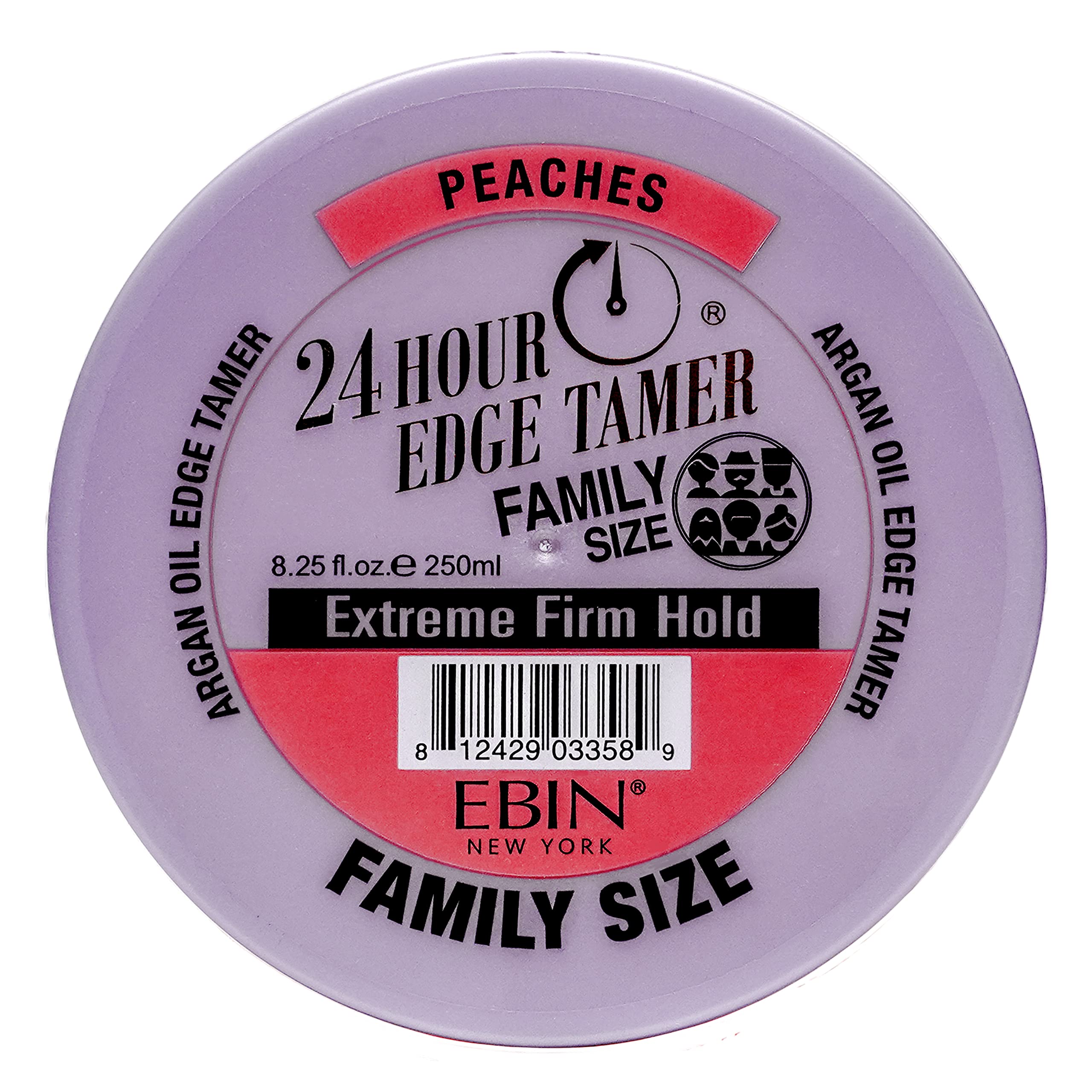 24 Hour Edge Tamer Refresh (8.25oz/ 250ml, Peaches)) | Extreme Firm Hold, Smooths & Tames Frizz | No Flaking or Drying | High Shine, Long Lasting, All Hair Types, Styling Gel.