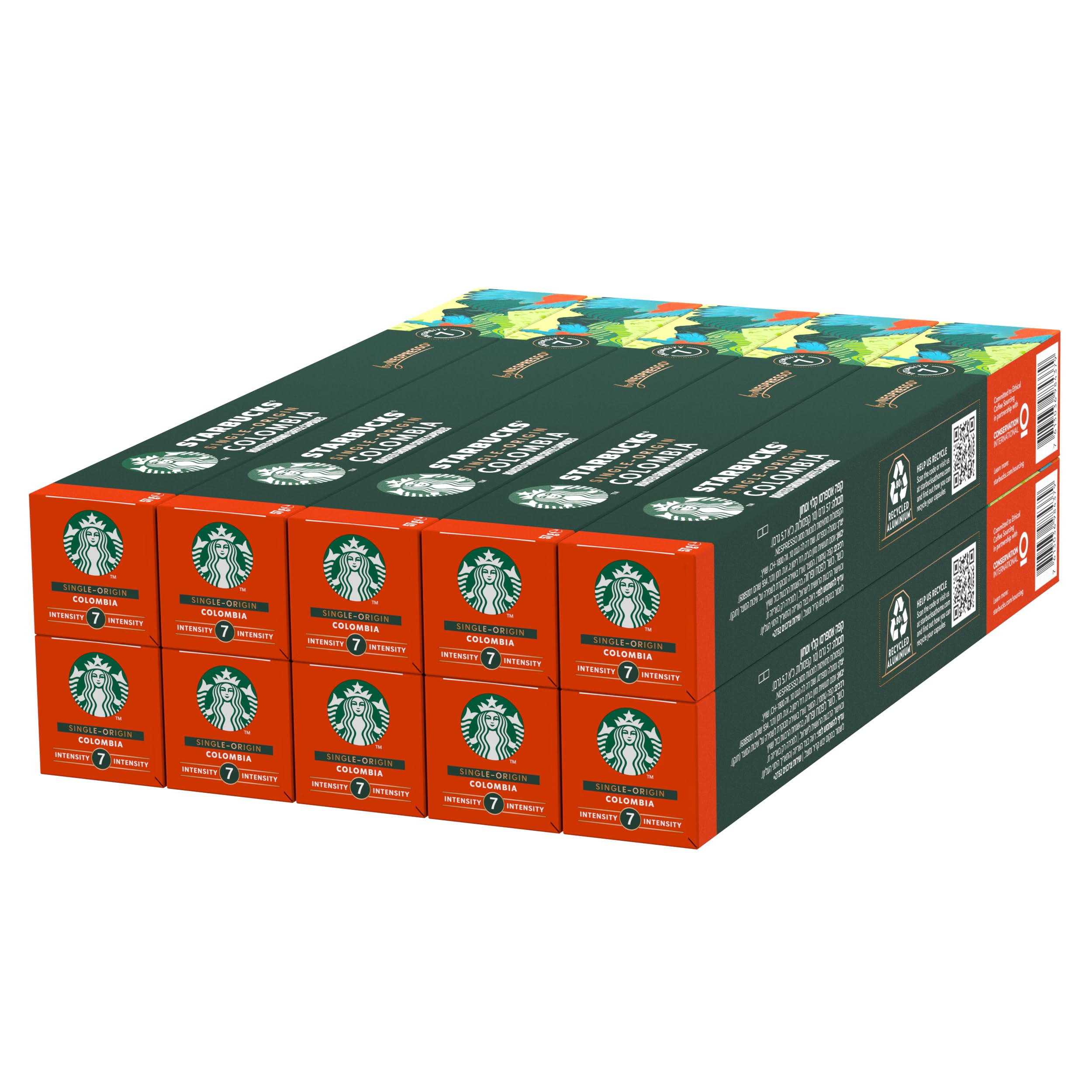 STARBUCKS Single-Origin Colombia by Nespresso, Medium Roast, Coffee Capsules 10 x 10 (100 Capsules)