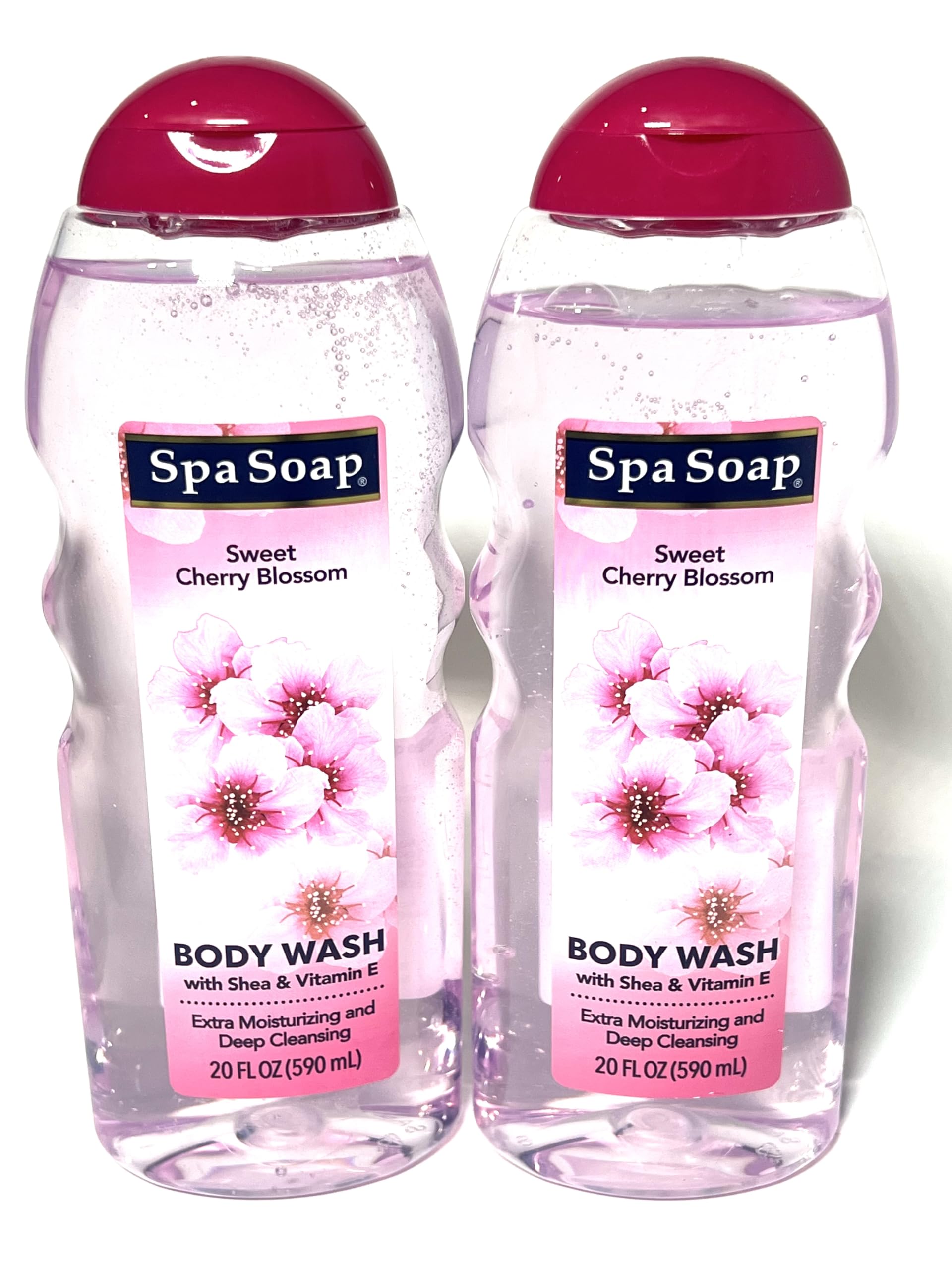 Body Wash, With Soft Refreshing Scent Extra Moisturizing and Deep Cleansing with shea & Vitamin E (2 count) 20FL oz each; Body soap smooth feeling (Cherry Blossom)