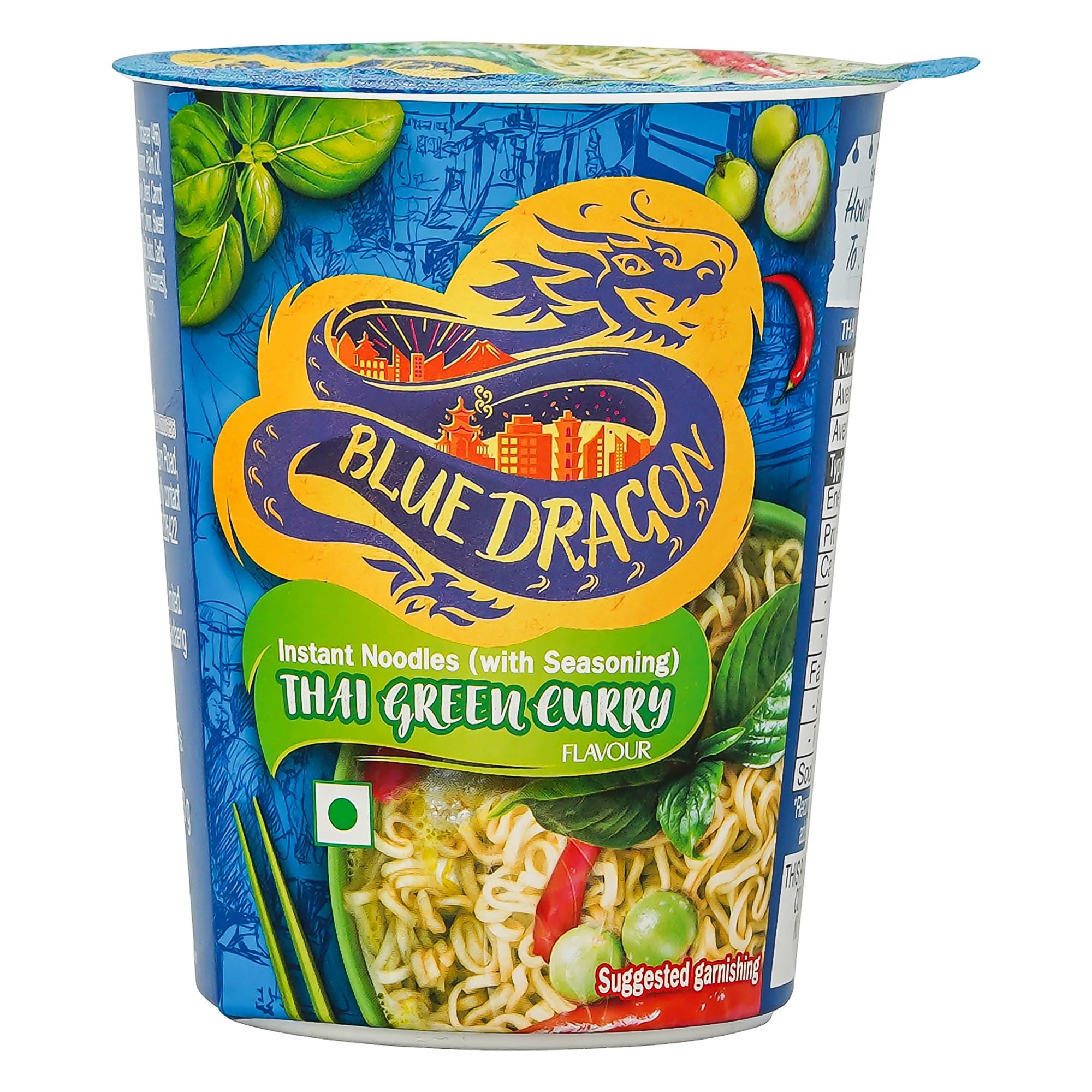 Blue Dragon Instant Cup Noodle - Thai Green Curry Cup Noodle | Easy to Making | Vegetarian Food | No Preservative & Artificial Colors | Instant Cup Noodle - 63gm