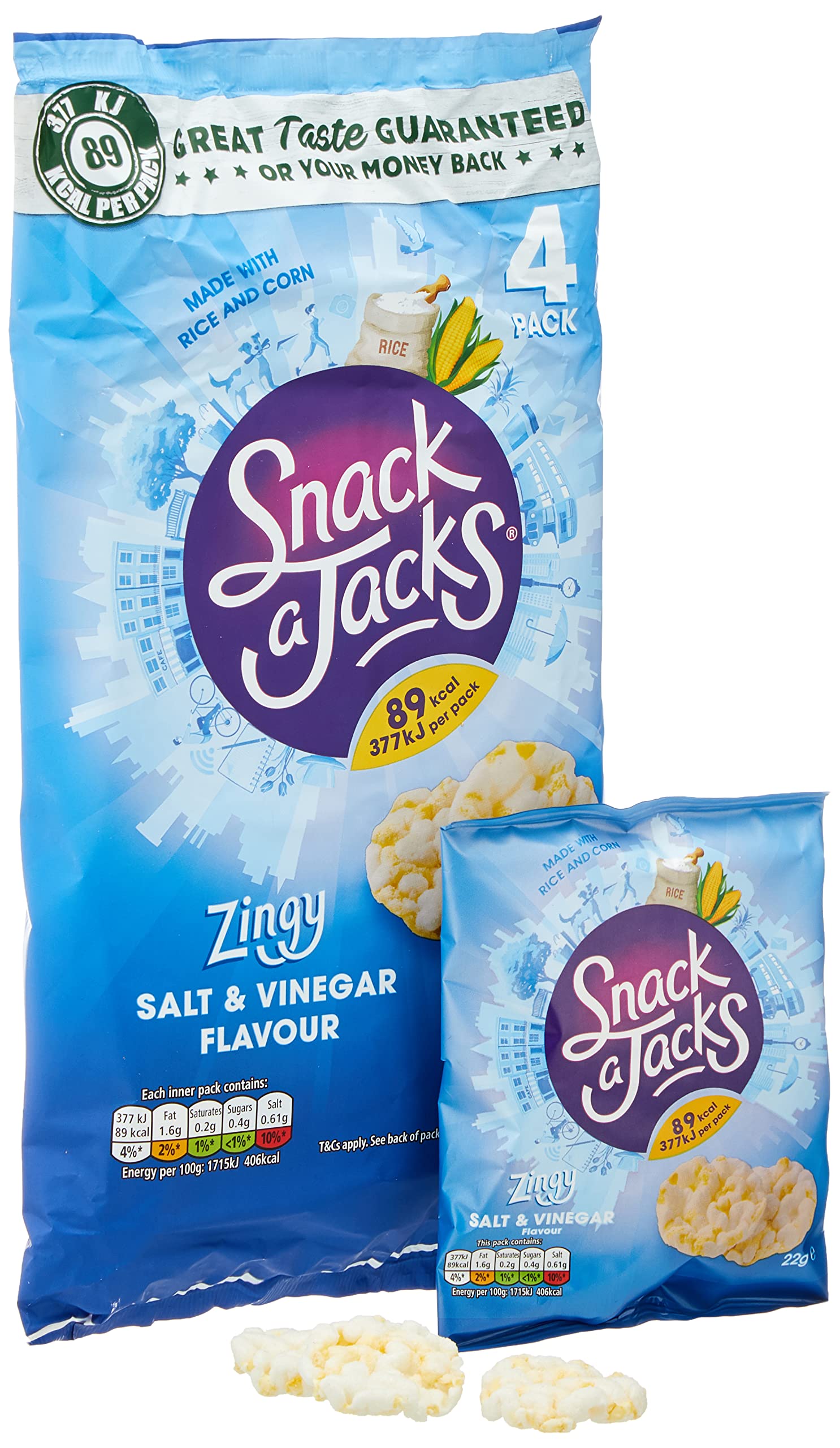 Snack a Jacks Salt and Vinegar Rice Cakes 4 x 22 g (Pack of 8)