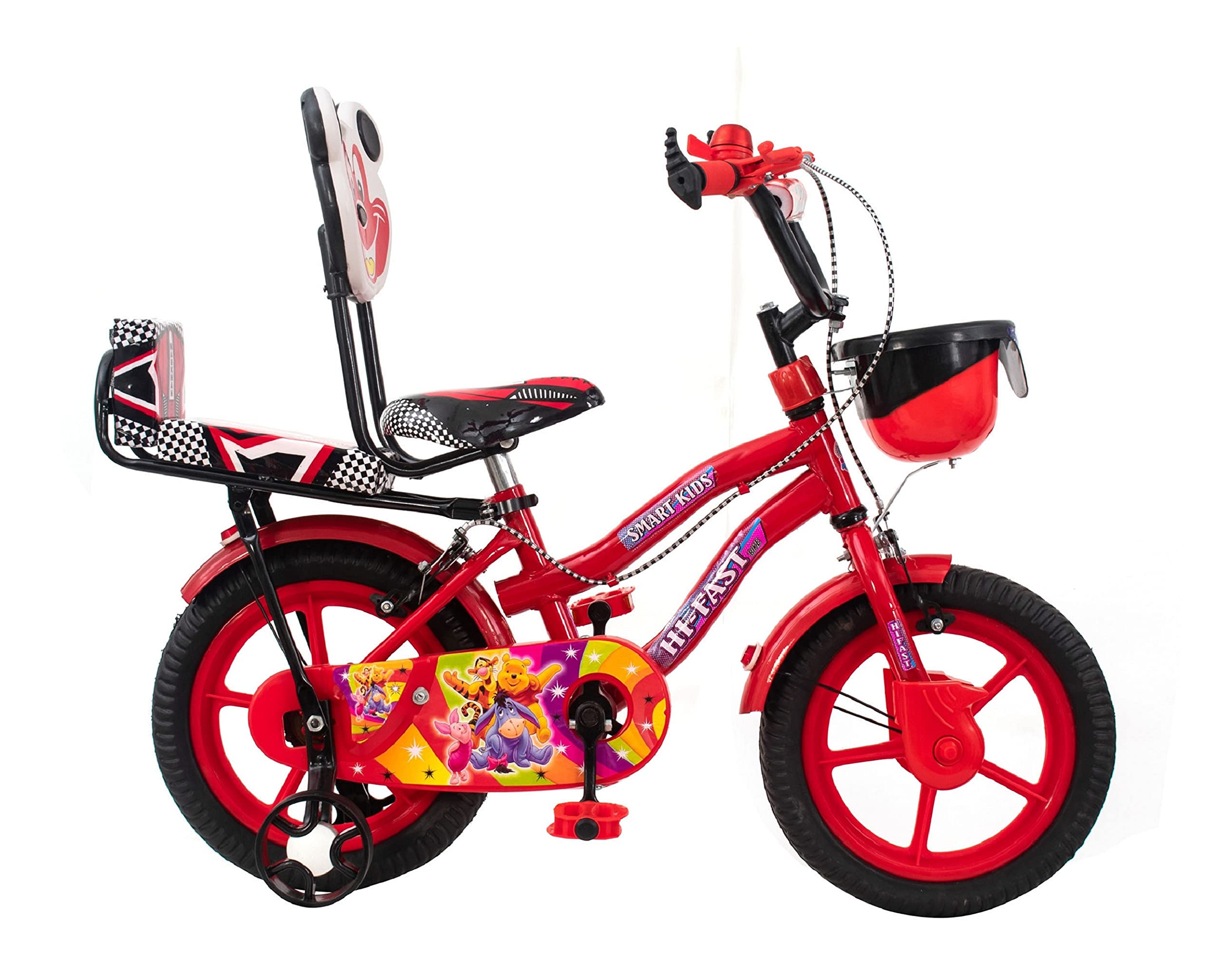 Hi-Fast 14 inch Kids Cycle for Boys & Girls 3 to 5 Years with Back Seat & Training Wheels (Semi-Assembled)