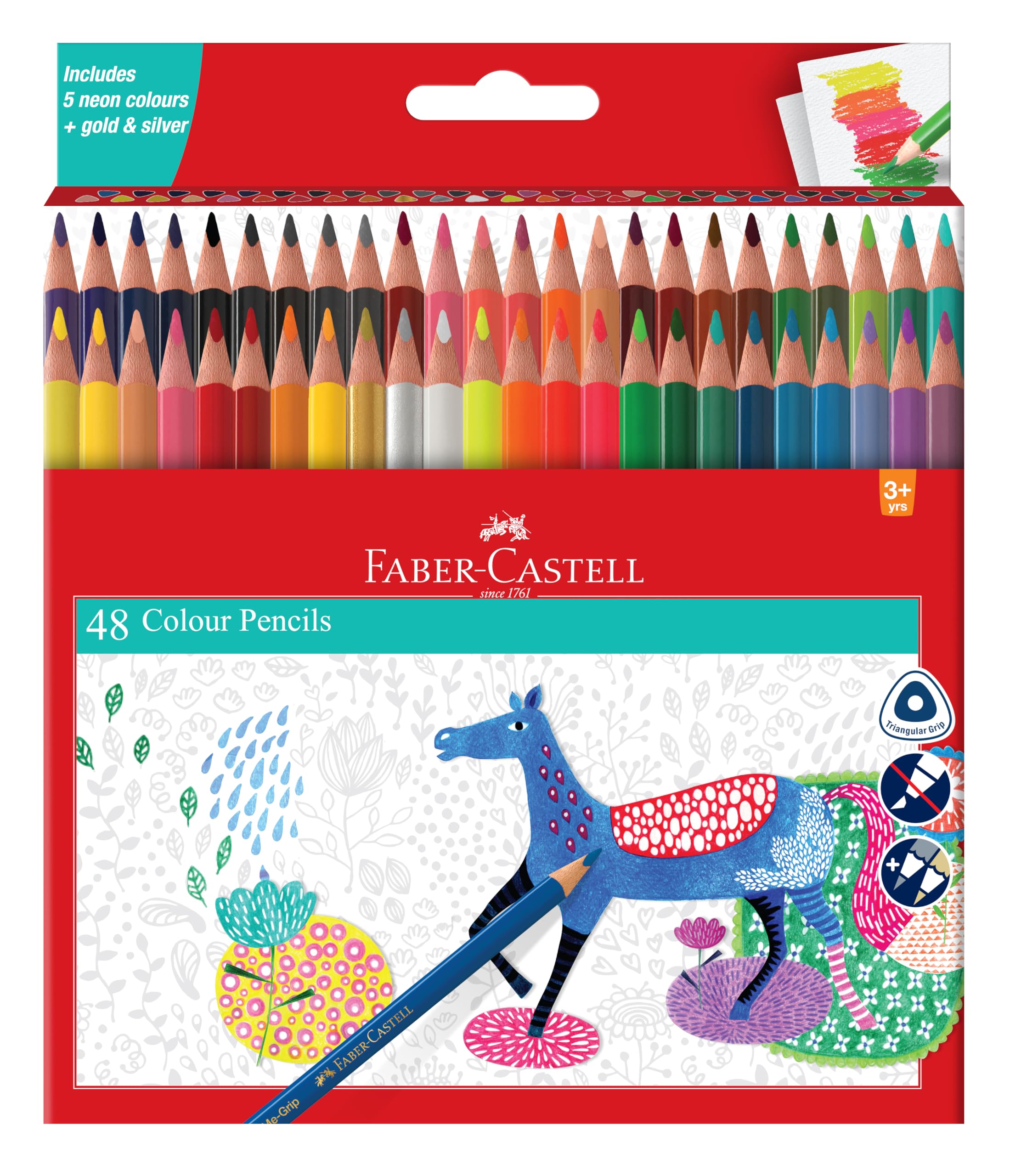 Faber-Castell 48 Triangular Colour Pencils|Multicolor