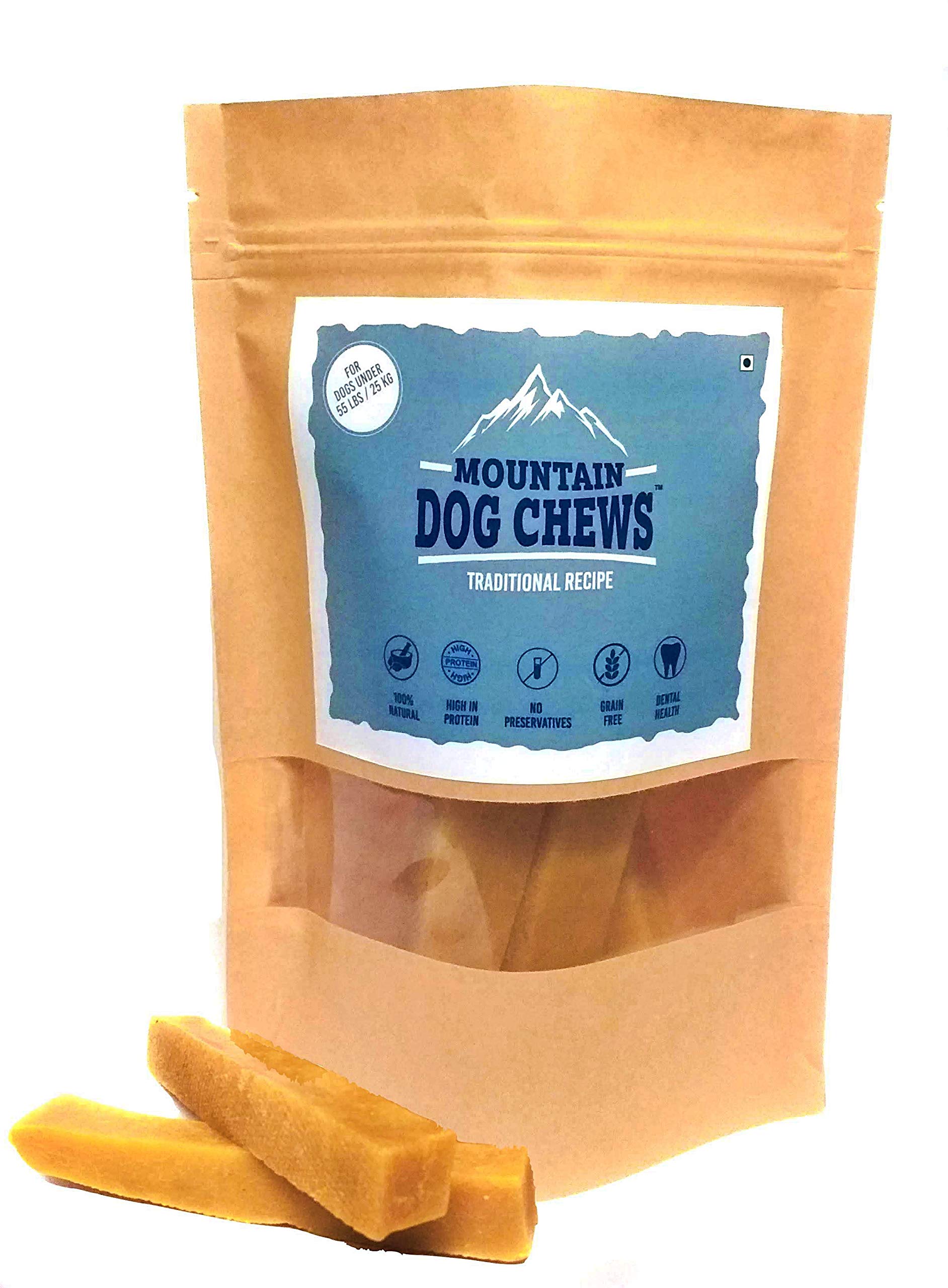 Chewers Mountain Dog Chew, 100% Natural Himalayan Yak Milk Dental Bar, Protein & Calcium Rich Treat for Medium Dogs, 200 GMS