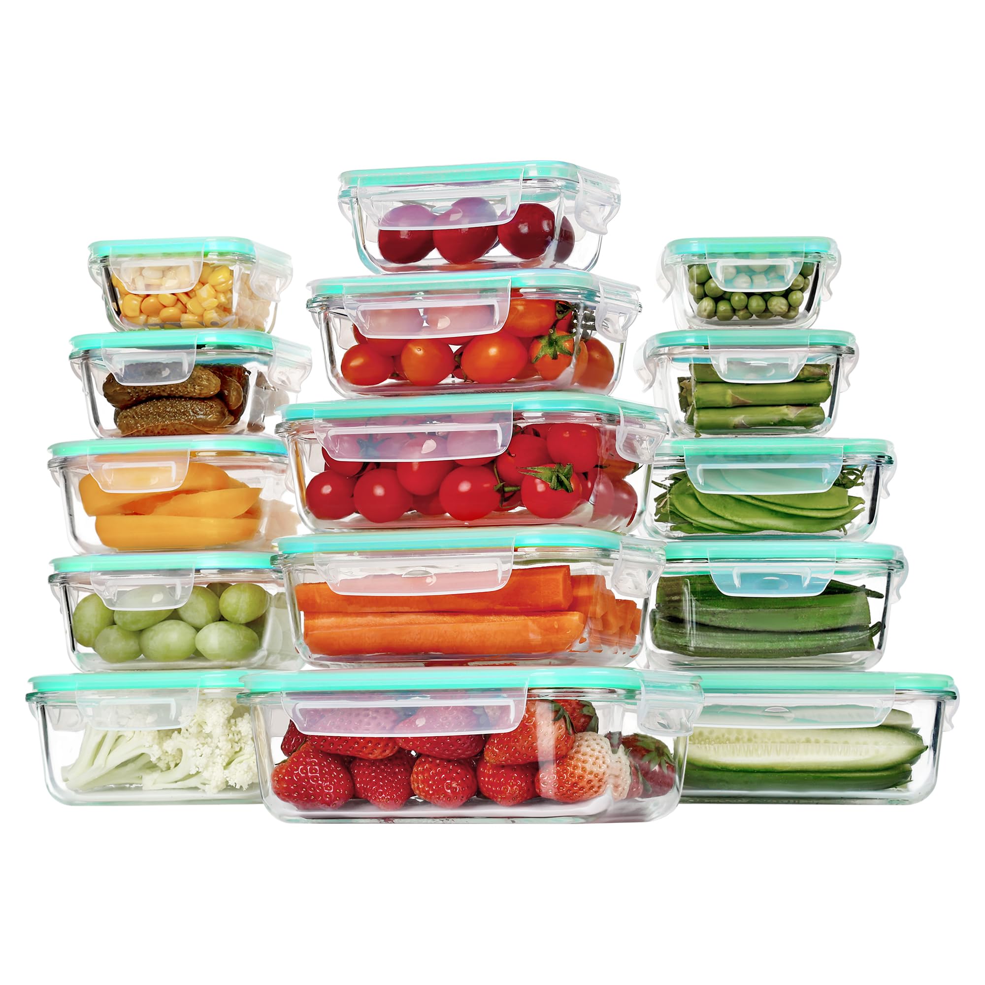 Vtopmart 15 Pack Glass Food Storage Containers with Lids