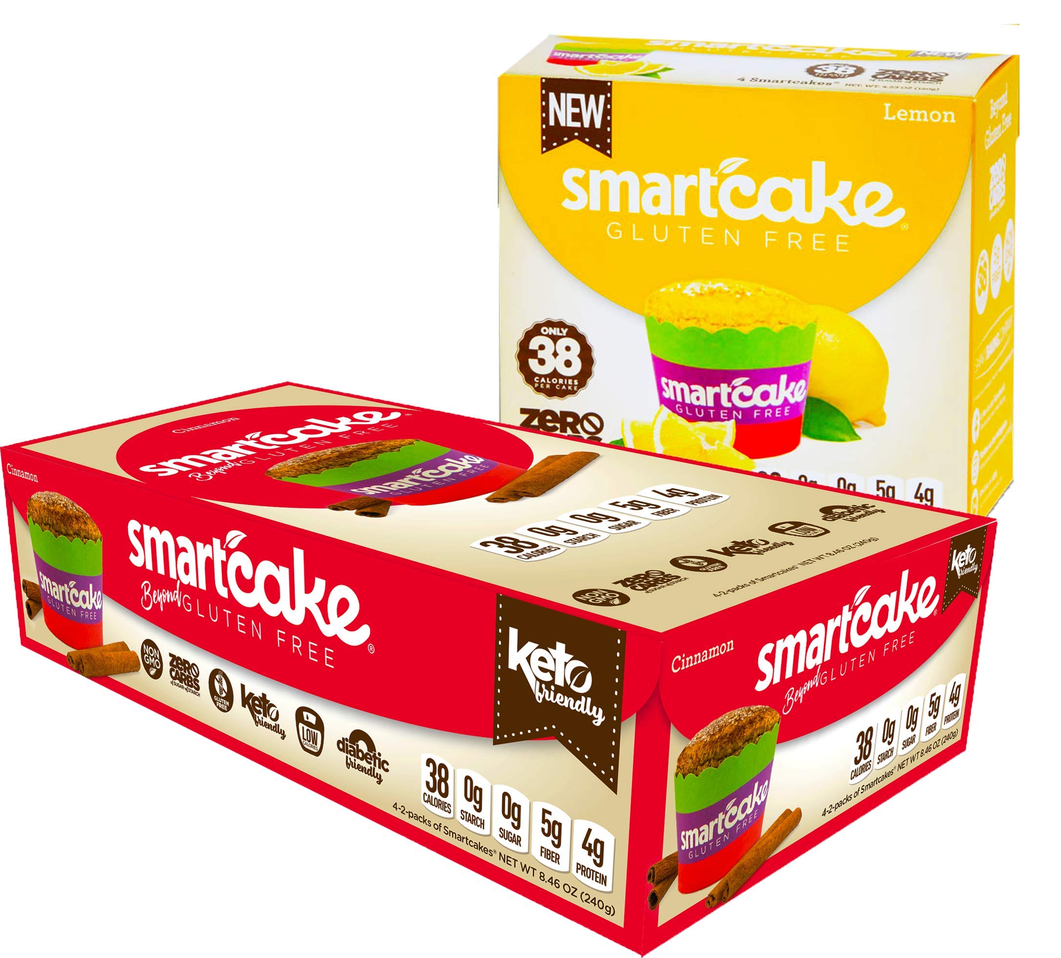 SMARTCAKE BUNDLE: 4x CINNAMON TWIN PACKS and 2x LEMON TWIN PACKS. GLUTEN FREE, SUGAR FREE, LOW CARB SNACK CAKES: TOTAL OF 6 TWIN PACKS