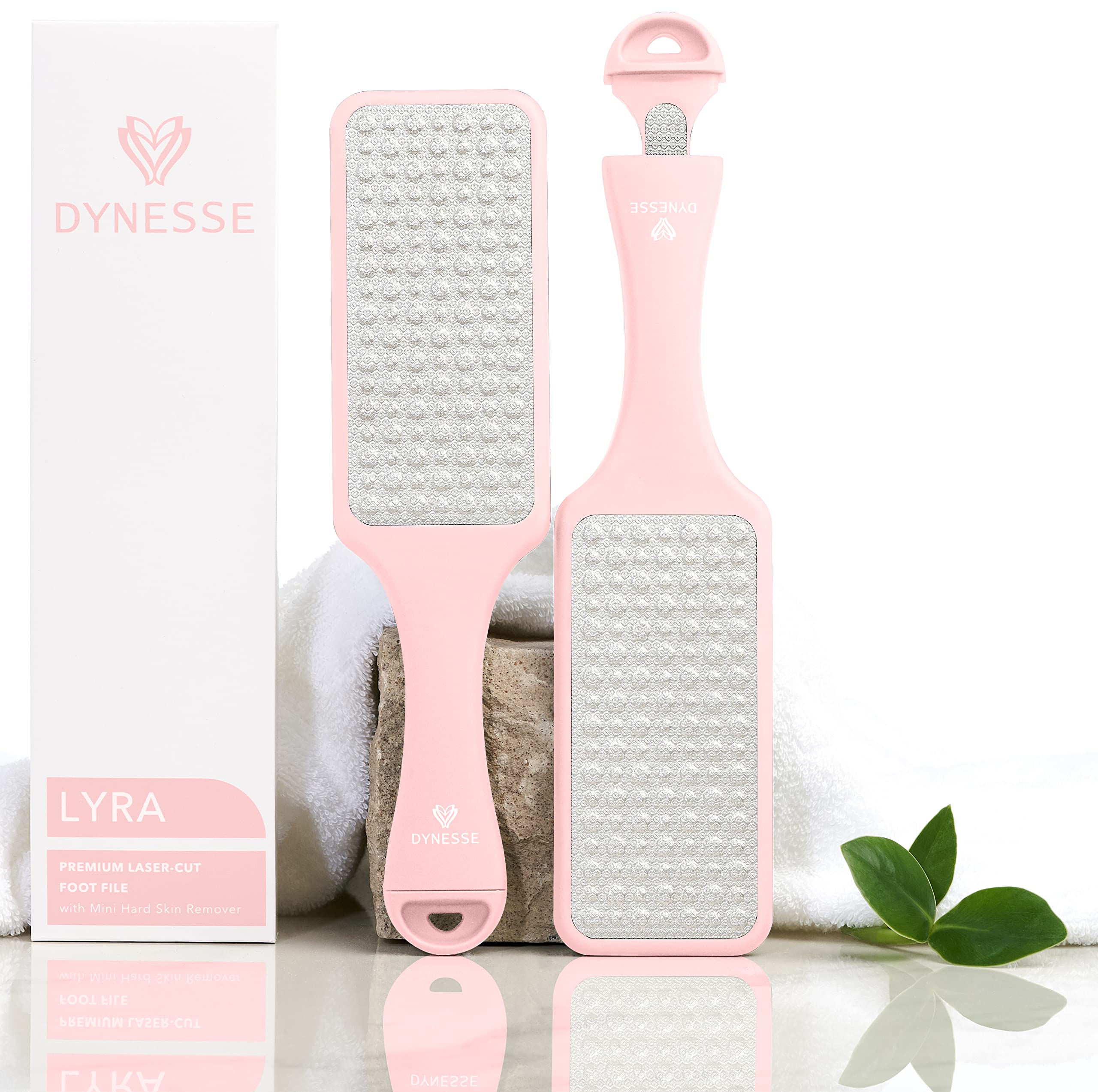 DYNESSE Pedicure Foot File. Professional 3-in-1 Callus Remover with Mini-File. No Risk of Injury. Laser-Cut Stainless Steel Scrubber. Multi-Usage