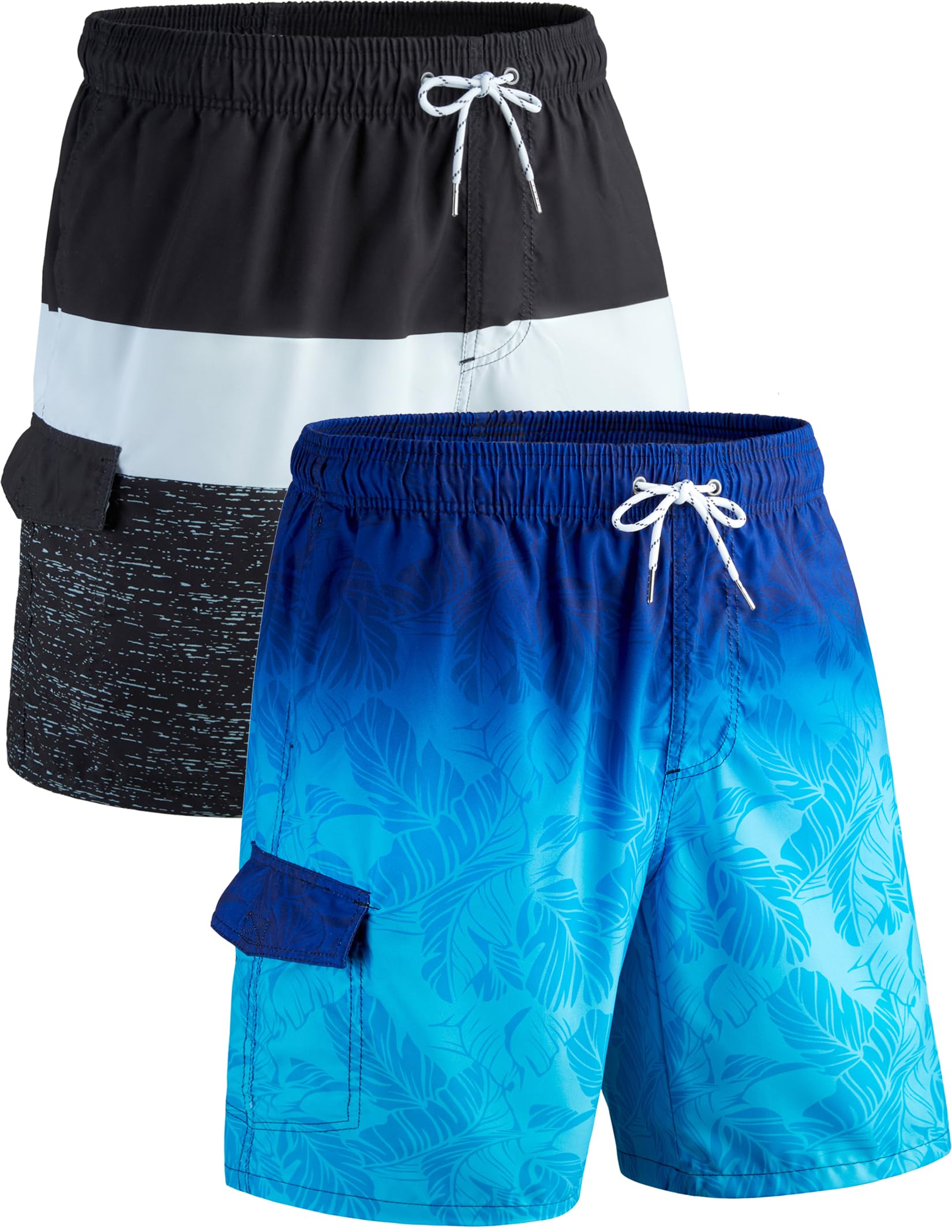 Liberty ImportsPack of 3 Men's Quick Dry 9" Swim Trunks Surfing Board Shorts with Mesh Lining and Pockets Summer Beach