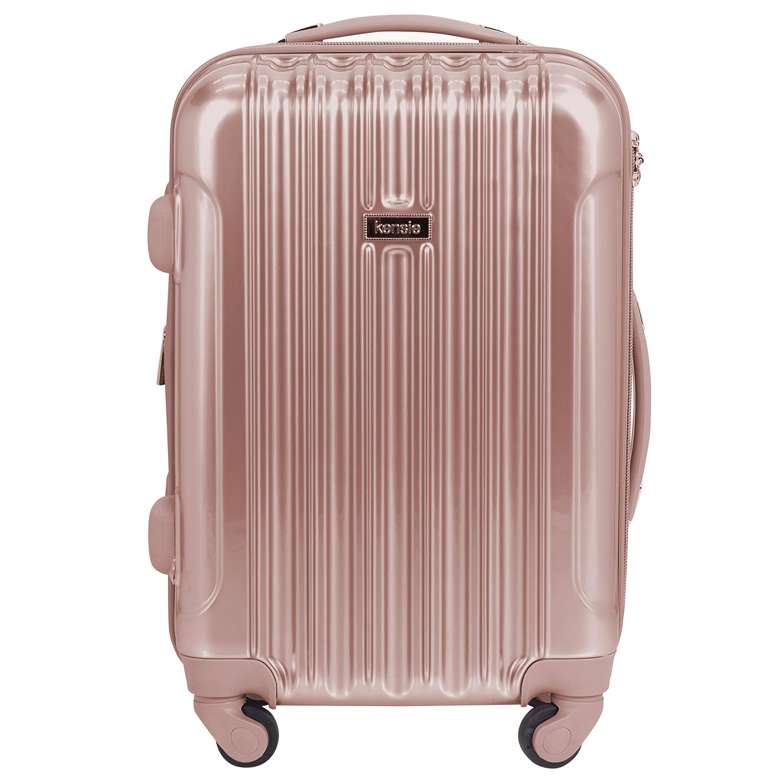 kensieWomen's Alma Hardside Spinner Luggage, Rose Gold, Carry-On 20-Inch