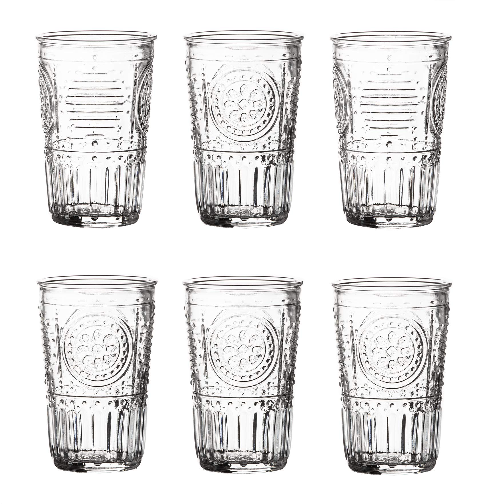 Bormioli Rocco - Romantic - Set of 6 Glasses - 34cl - Clear Glass - 8 x 8 x 12.5cm/3 x 3 x 5 inches