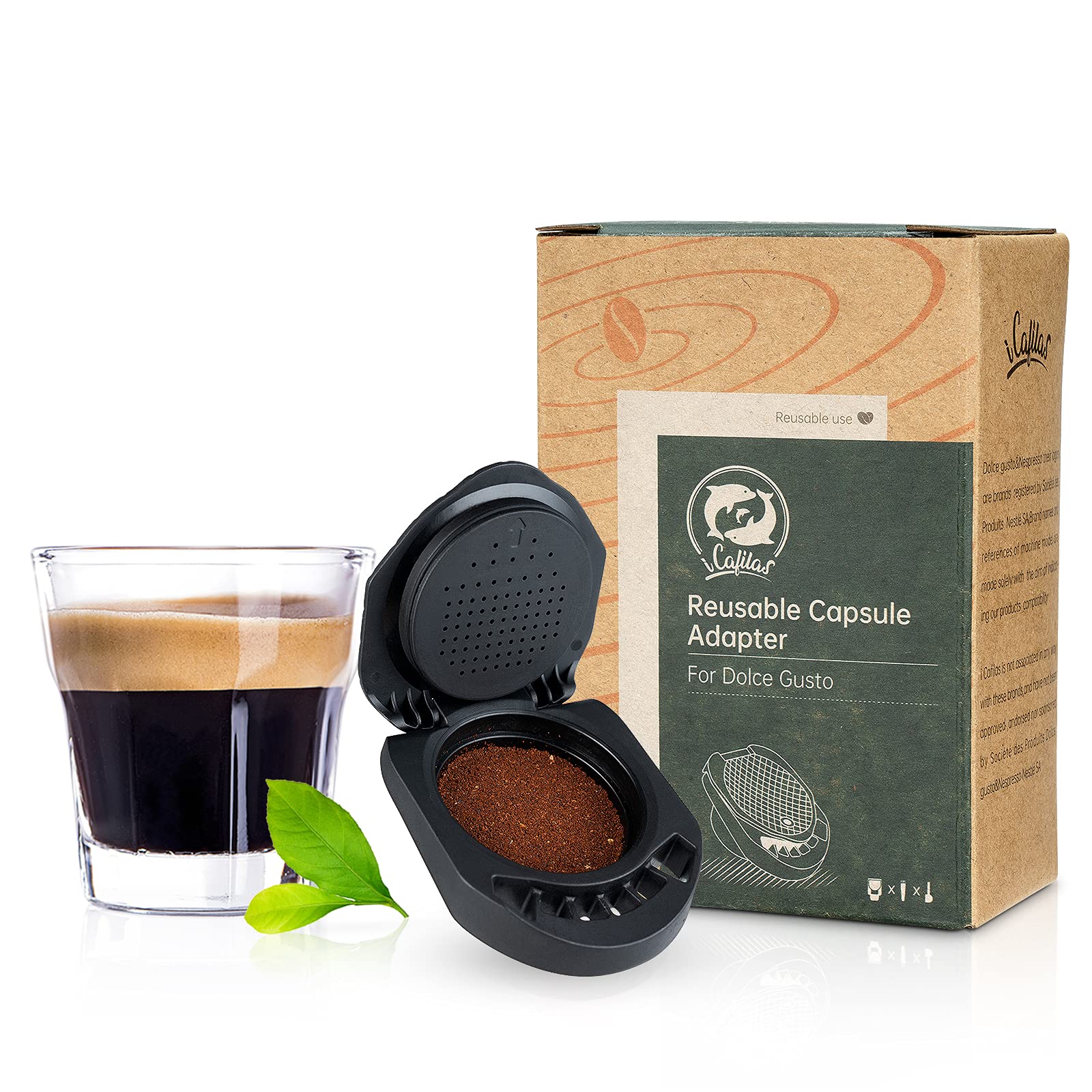 Reusable Capsule Adapter For Dolce Gusto,Support Fill Your Favorite Coffee Powder Compatiable for Piccolo XS/Genio S (1 Adapter)