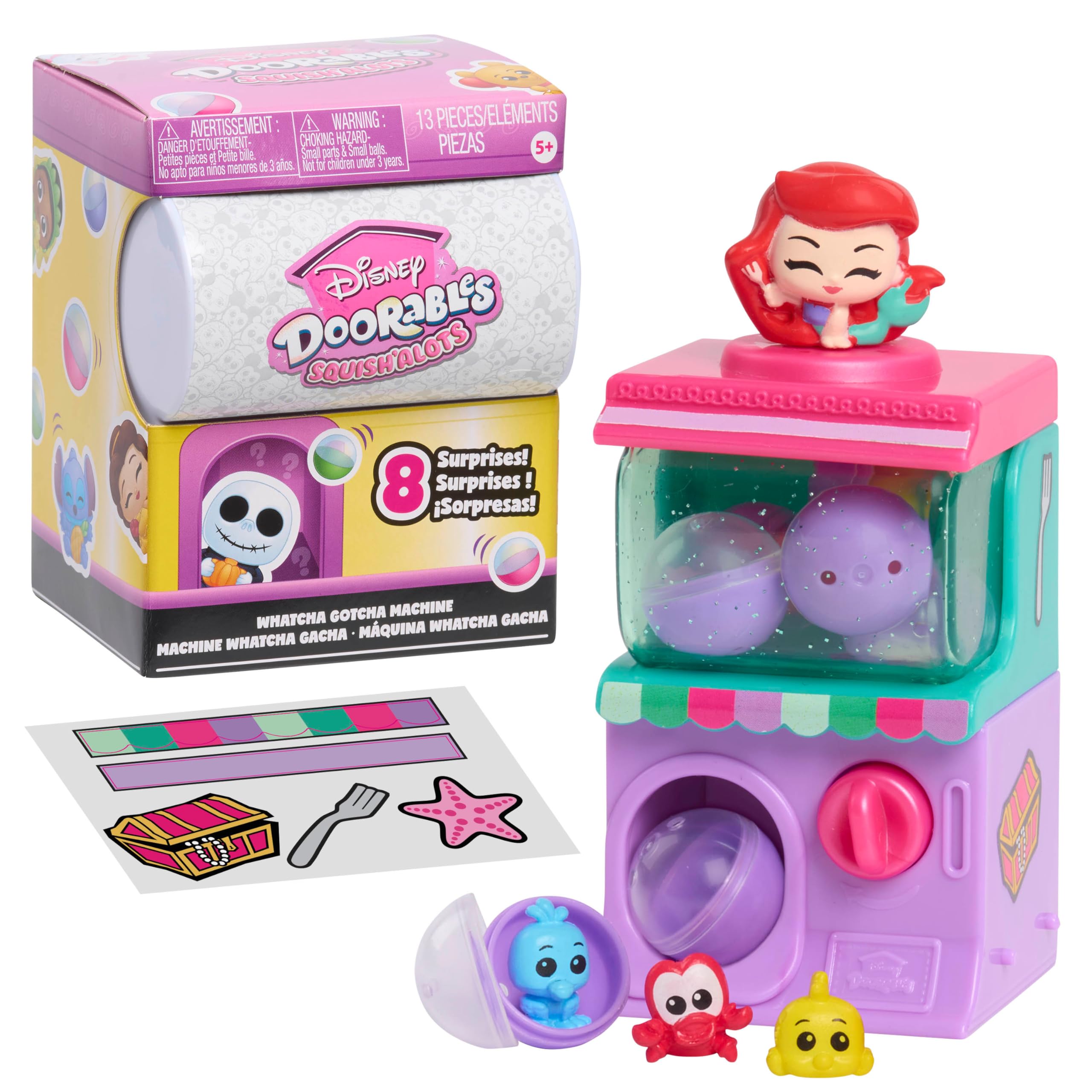 Just Play Disney Doorables Squish’Alots Whatcha Gotcha Machines, 6 Surprises Inside, Collectible Figurines, Kids Toys for Ages 5 Up