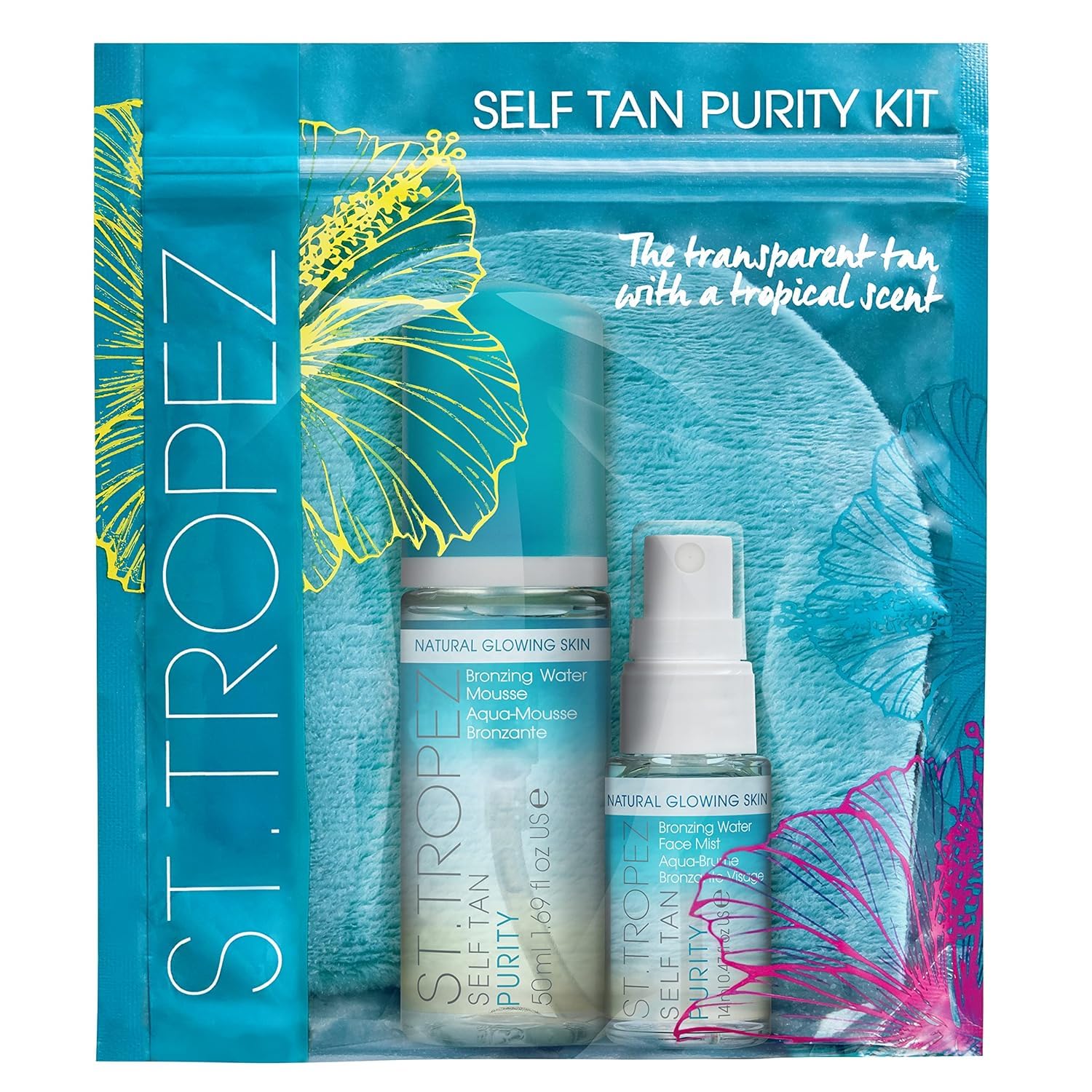 St.Tropez Self Tan Purity Starter Kit, Travel Size, Tanning Water Face Mist and Applicator Mitt, Vegan, Natural & Cruelty Free