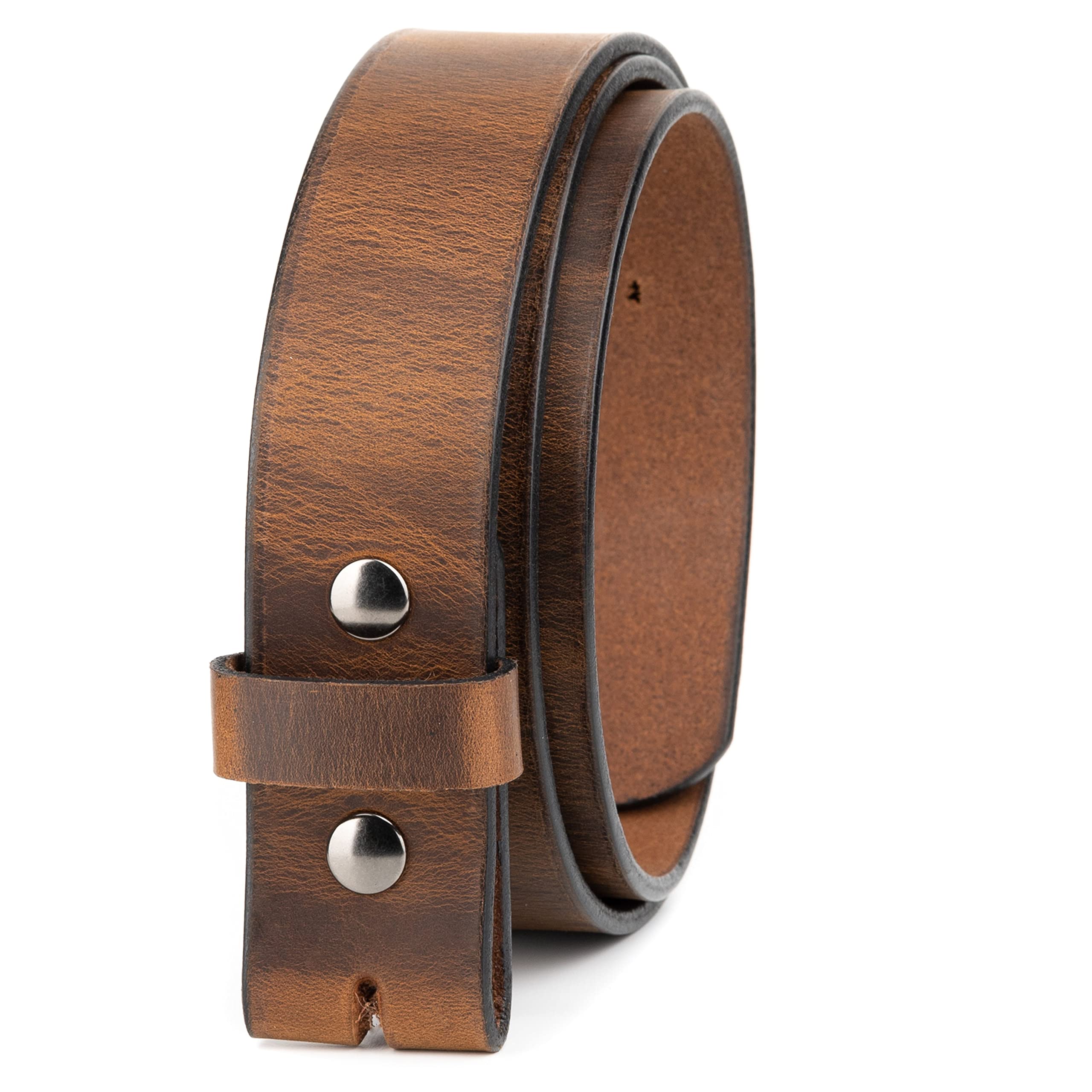 No Buckle Belt | Made in USA Mens Cowboy Belt | 1 1/2" Leather Belt Strap with Snaps