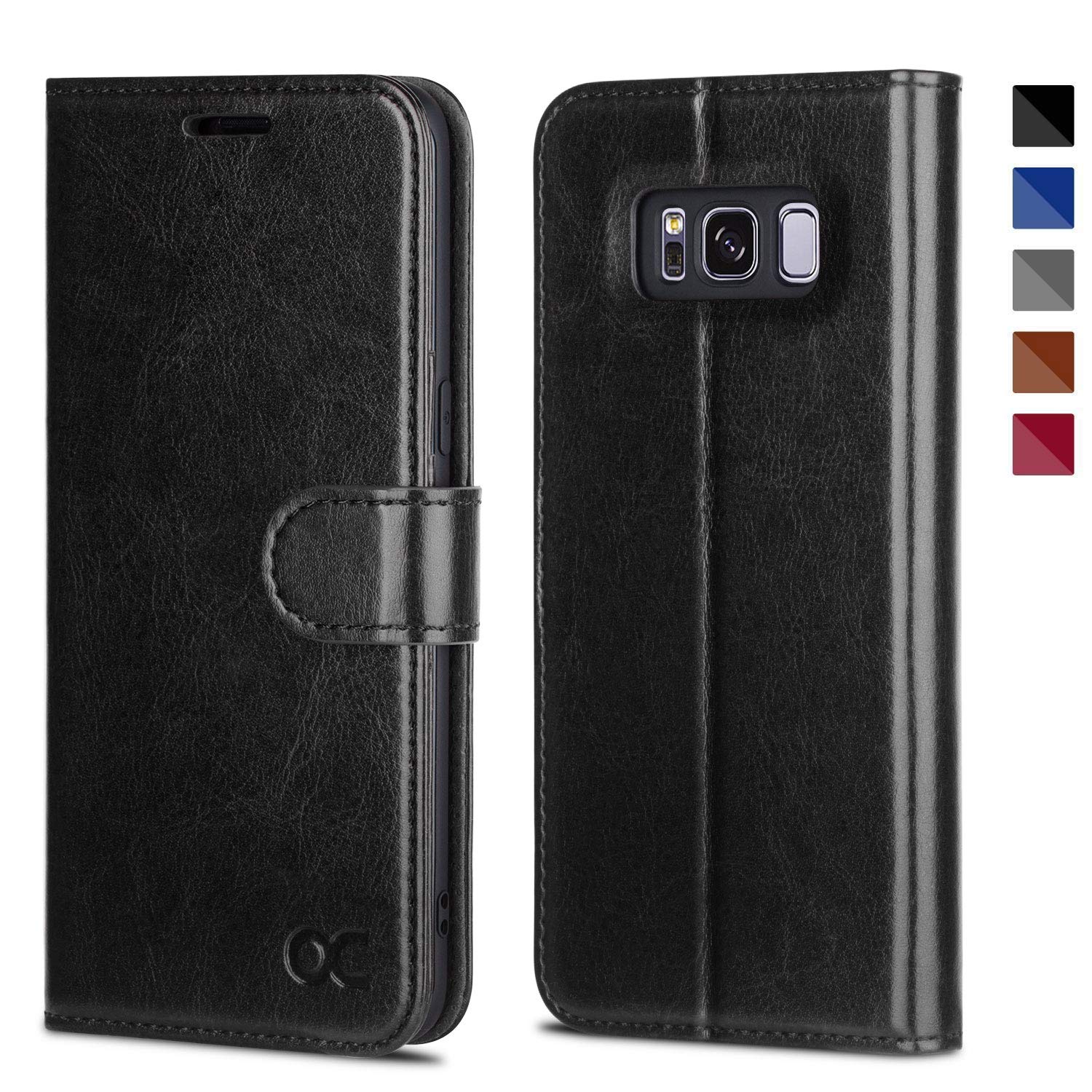 OCASE OCASE Samsung Galaxy S8 Case Leather Flip Wallet Case for Samsung Galaxy S8 Devices - Black