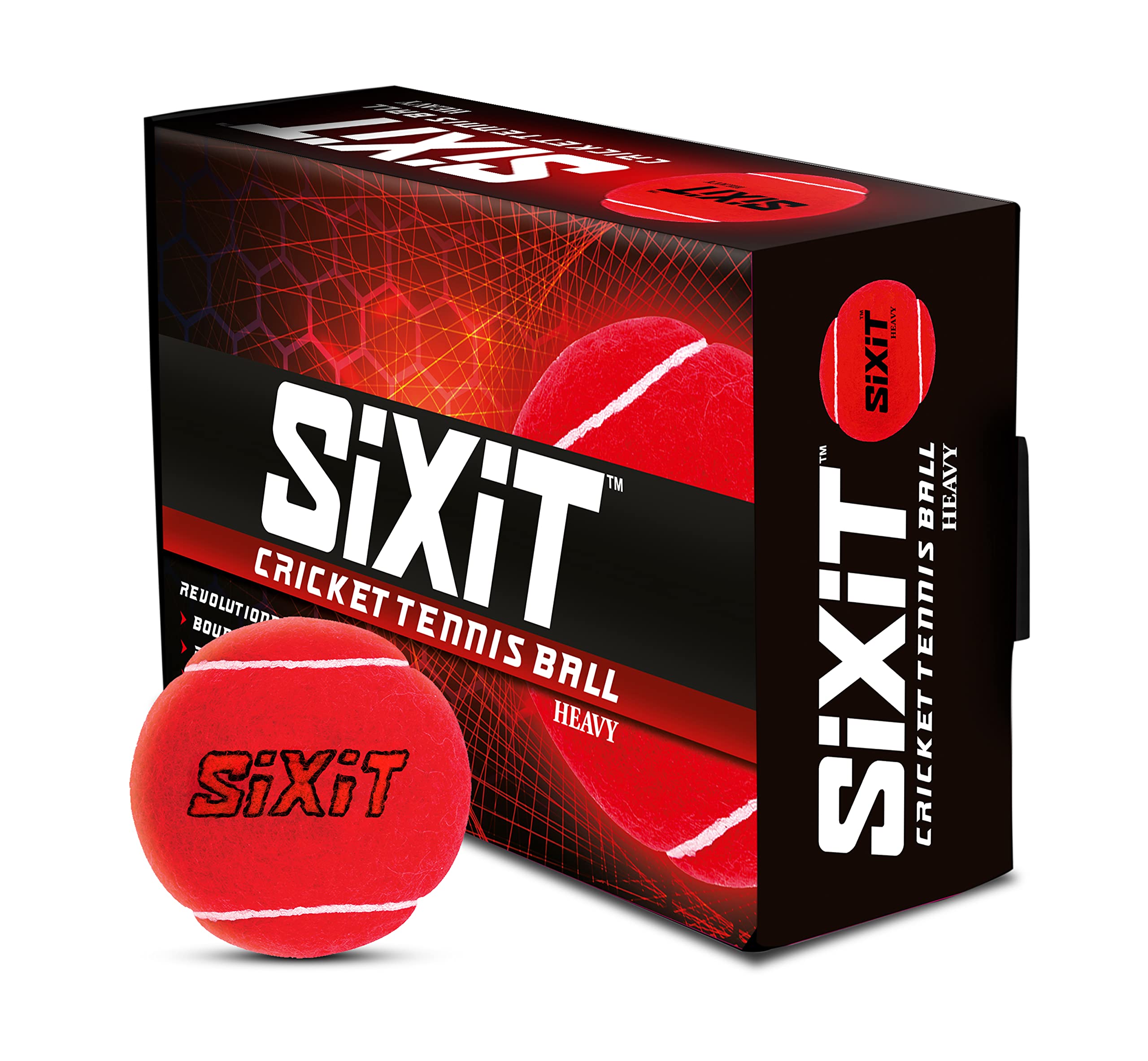 SiXiT Red Heavy Cricket Tennisball Pack of 6