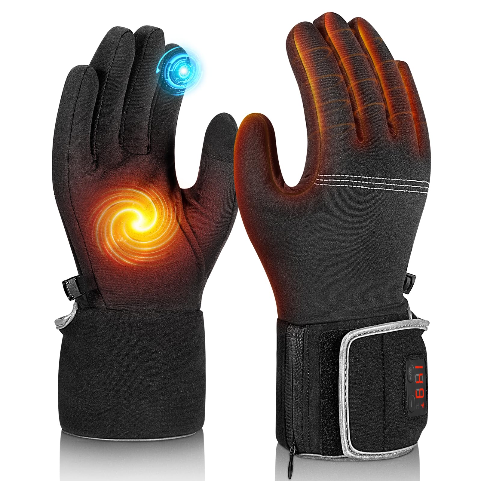 Heated Gloves for Men Women, Rechargeable Battery Electric Gloves, Touchscreen Heating Gloves for Skiing, Motorcycle, Hunting, Riding