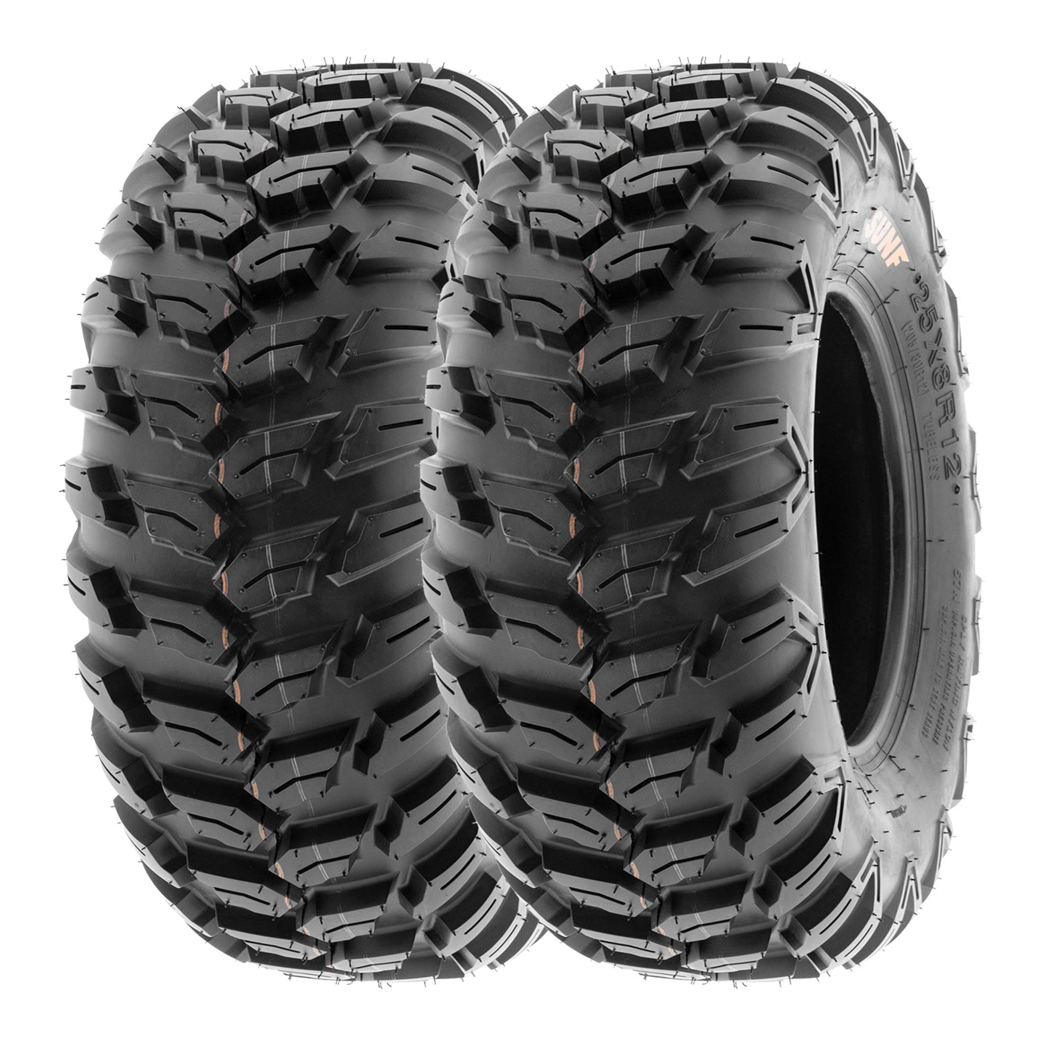 SunF 25x8R12 ATV UTV Tire 25x8x12 Loose Over Hardpack 6 PR A043 - PAIR of 2