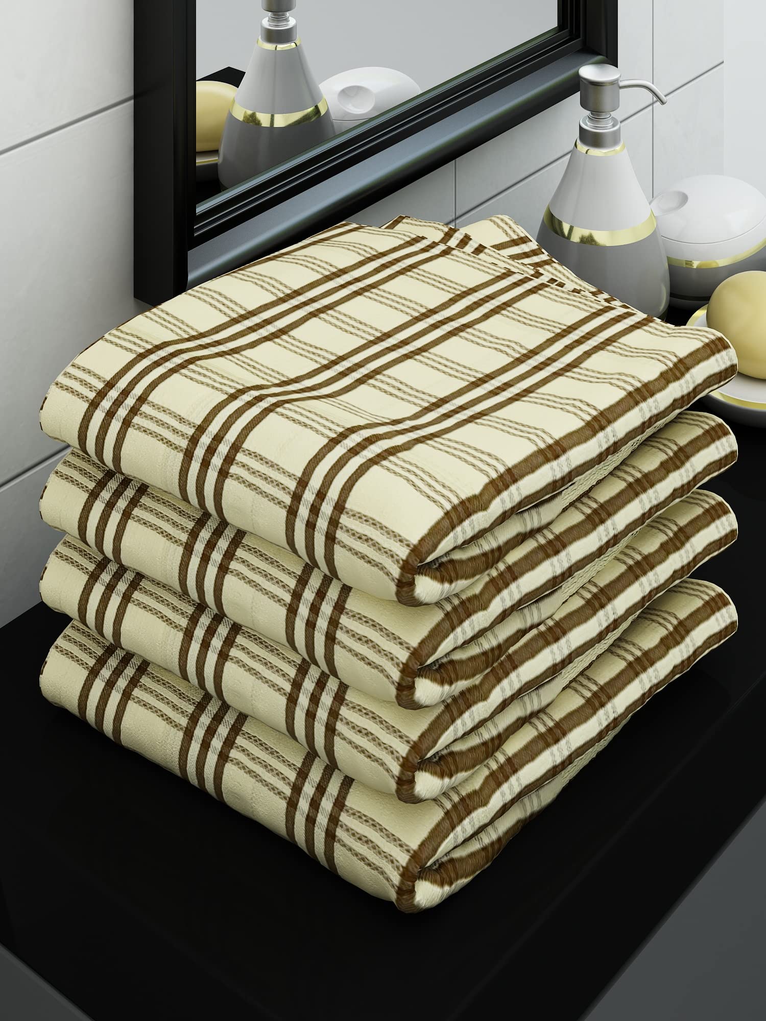 Athom TrendzAthom Living Ecosaviour Premium Cotton Bath Towel Alfa Yellow (Pack of 4)