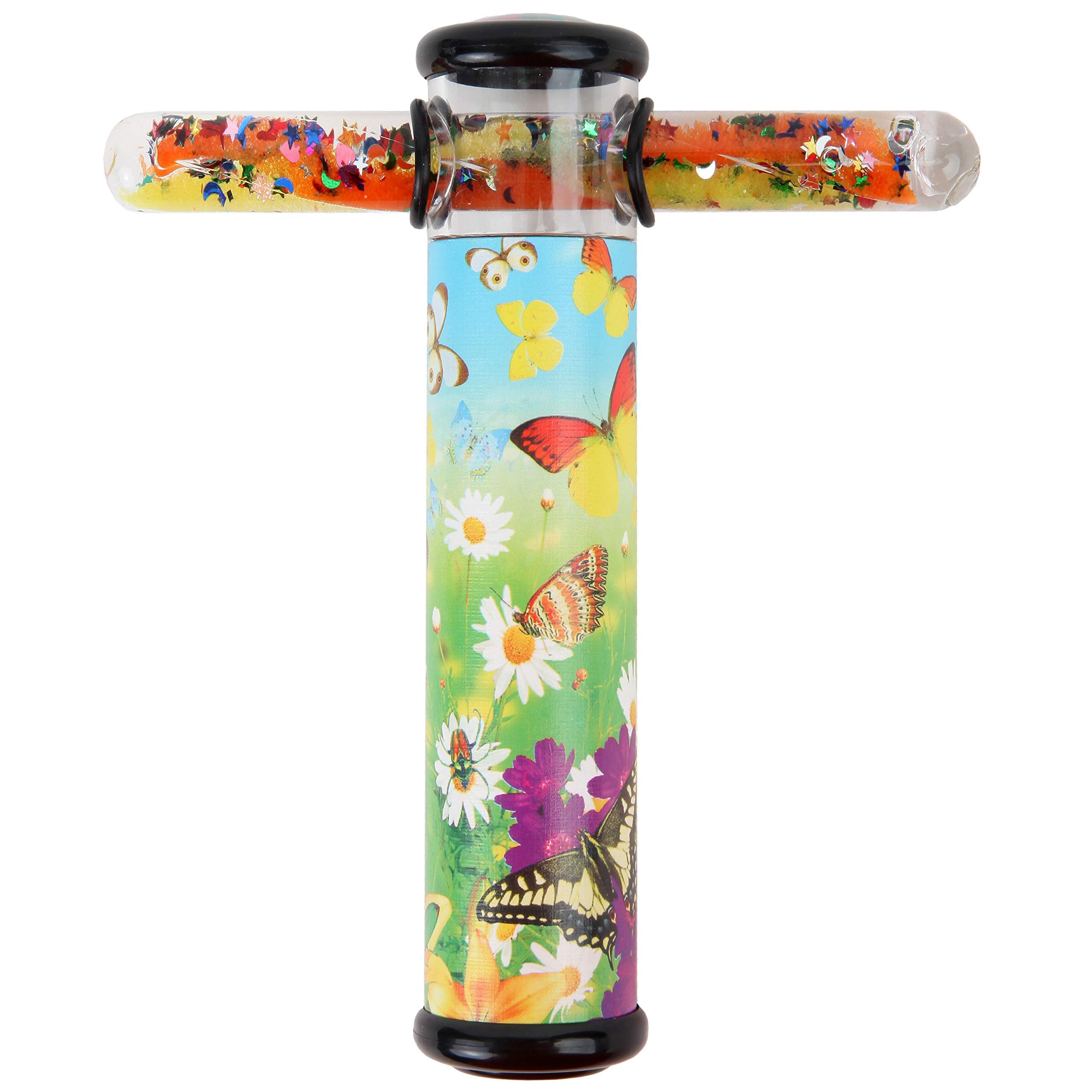 PLAYLEARNButterfly Design Kaleidoscope Glitter Wand - 6" Kaleidoscope Toy with 5" Spiral Glitter Wand