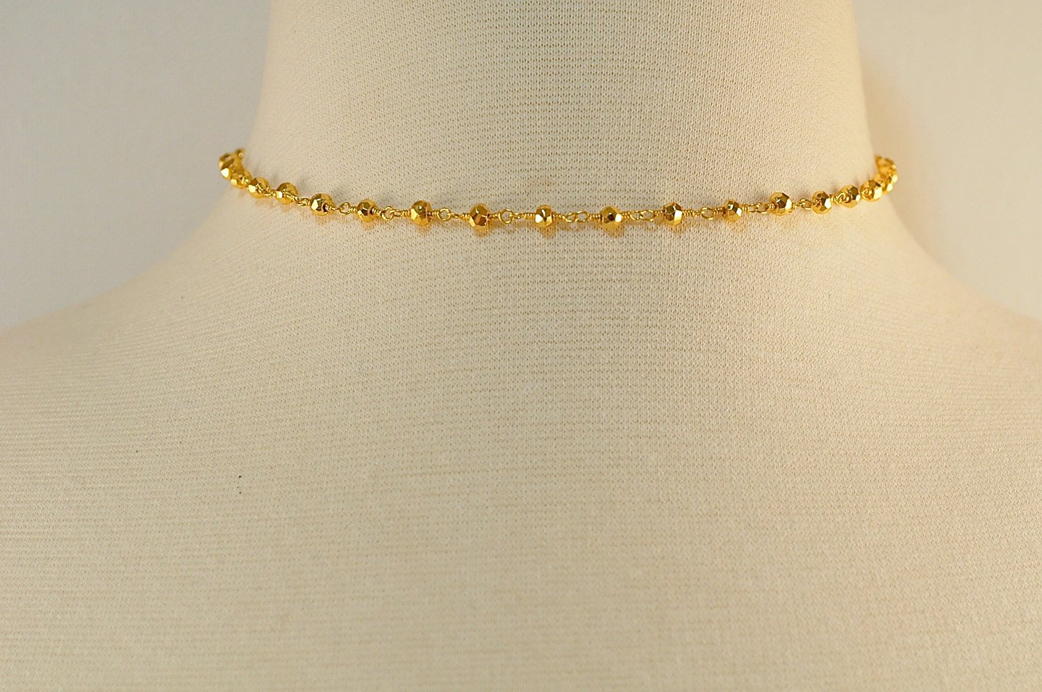 Natural Gold Pyrite Beaded Necklace, Single Layer Choker Chain Necklace, Stone Necklace, Modern Necklace, Faceted Rondelle Beads, Golden Pyrite Handmade Jewelry (20 inches Matinee Length)